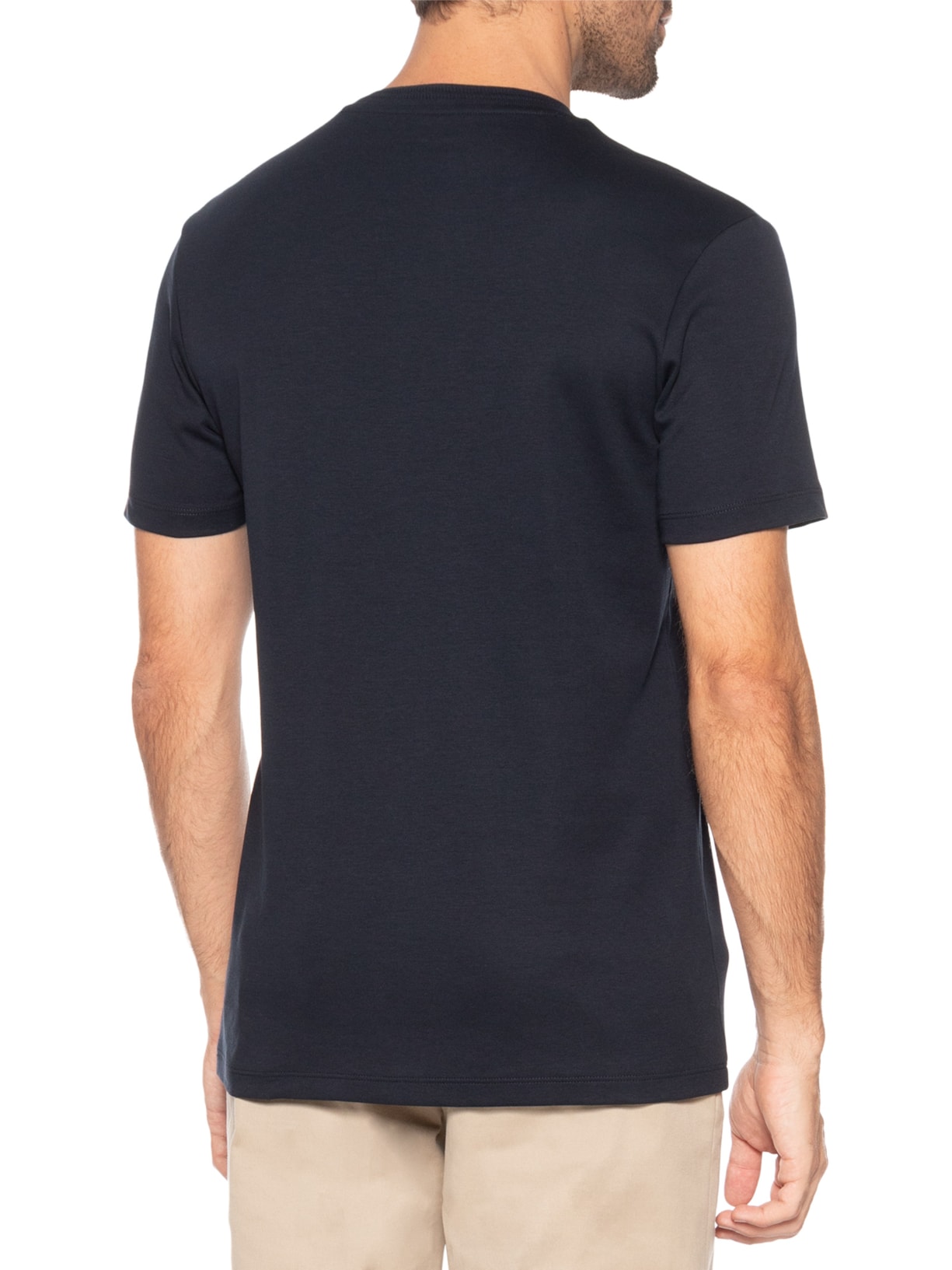 Camiseta Masculina Interlock Fio 50 Gola Trabalhada Azul Ricardo Almeida