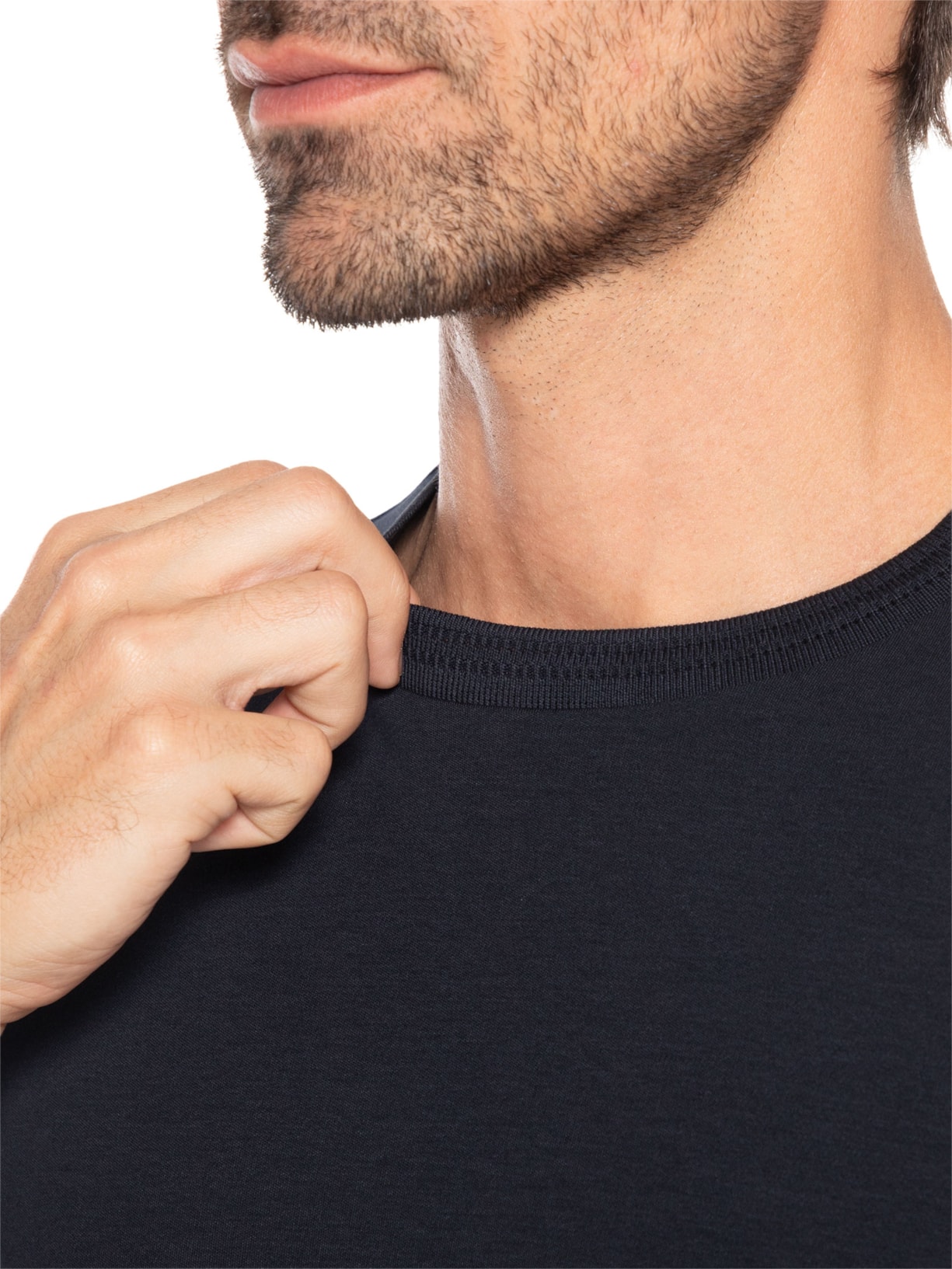 Camiseta Masculina Interlock Fio 50 Gola Trabalhada Azul Ricardo Almeida