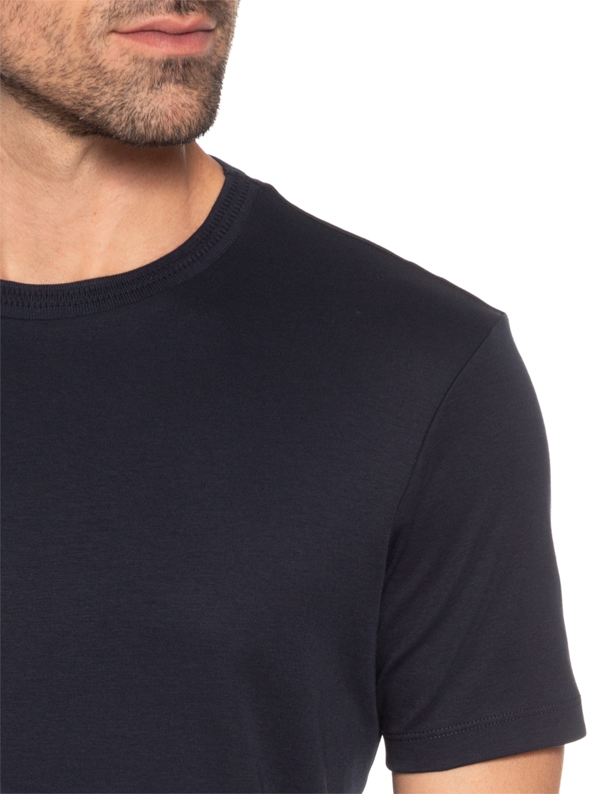 Camiseta Masculina Interlock Fio 50 Gola Trabalhada Azul Ricardo Almeida