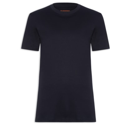 Camiseta Masculina Interlock Fio 50 Gola Trabalhada - Azul