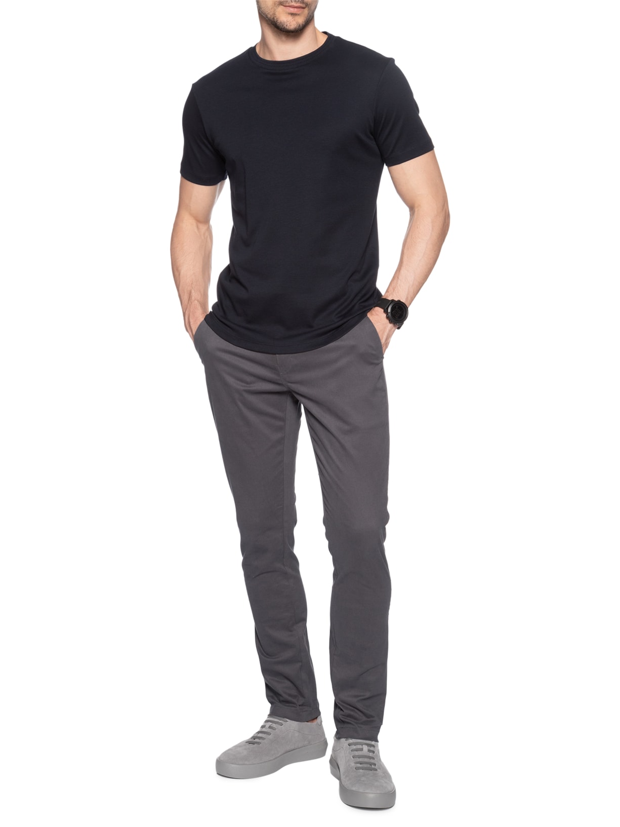 Camiseta Masculina Interlock Fio 50 Gola Trabalhada Azul Ricardo Almeida