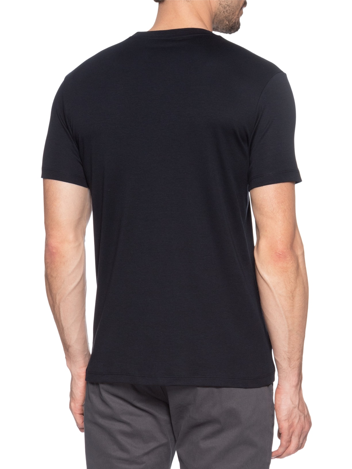 Camiseta Masculina Interlock Fio 50 Gola Trabalhada Azul Ricardo Almeida