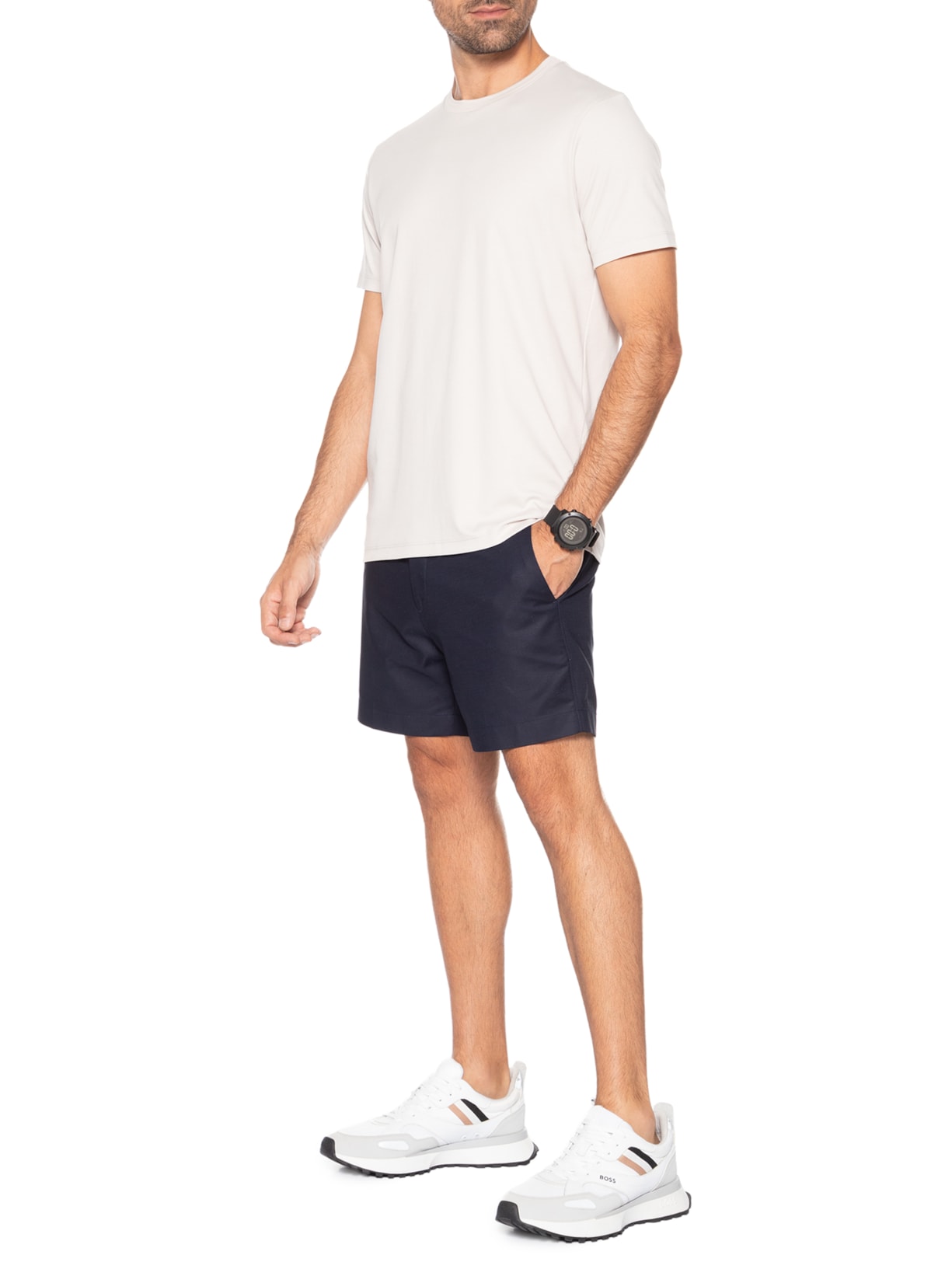 Camiseta Masculina Interlock Fio 50 Gola Trabalhada Cinza Ricardo Almeida