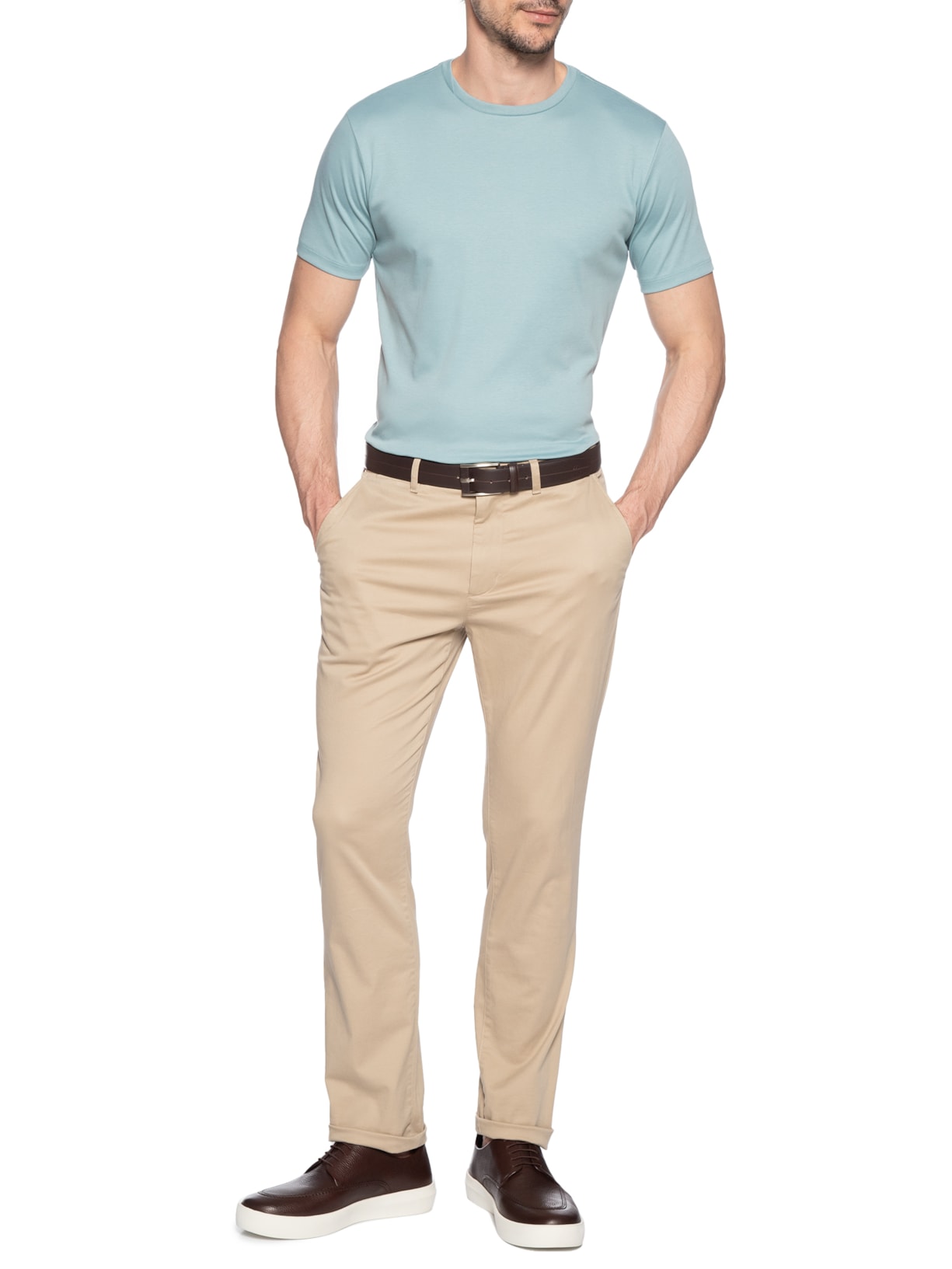 Camiseta Masculina Interlock Gola Cruzada Algodão Pima Verde Ricardo Almeida