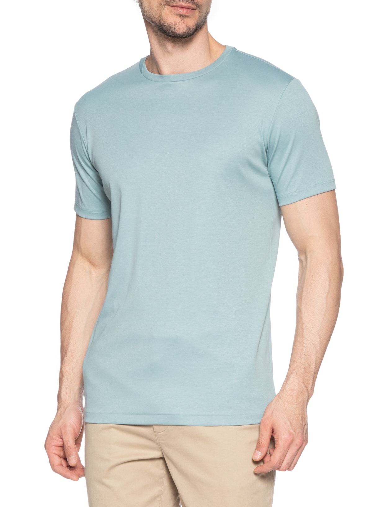 Camiseta Masculina Interlock Gola Cruzada Algodão Pima Verde Ricardo Almeida