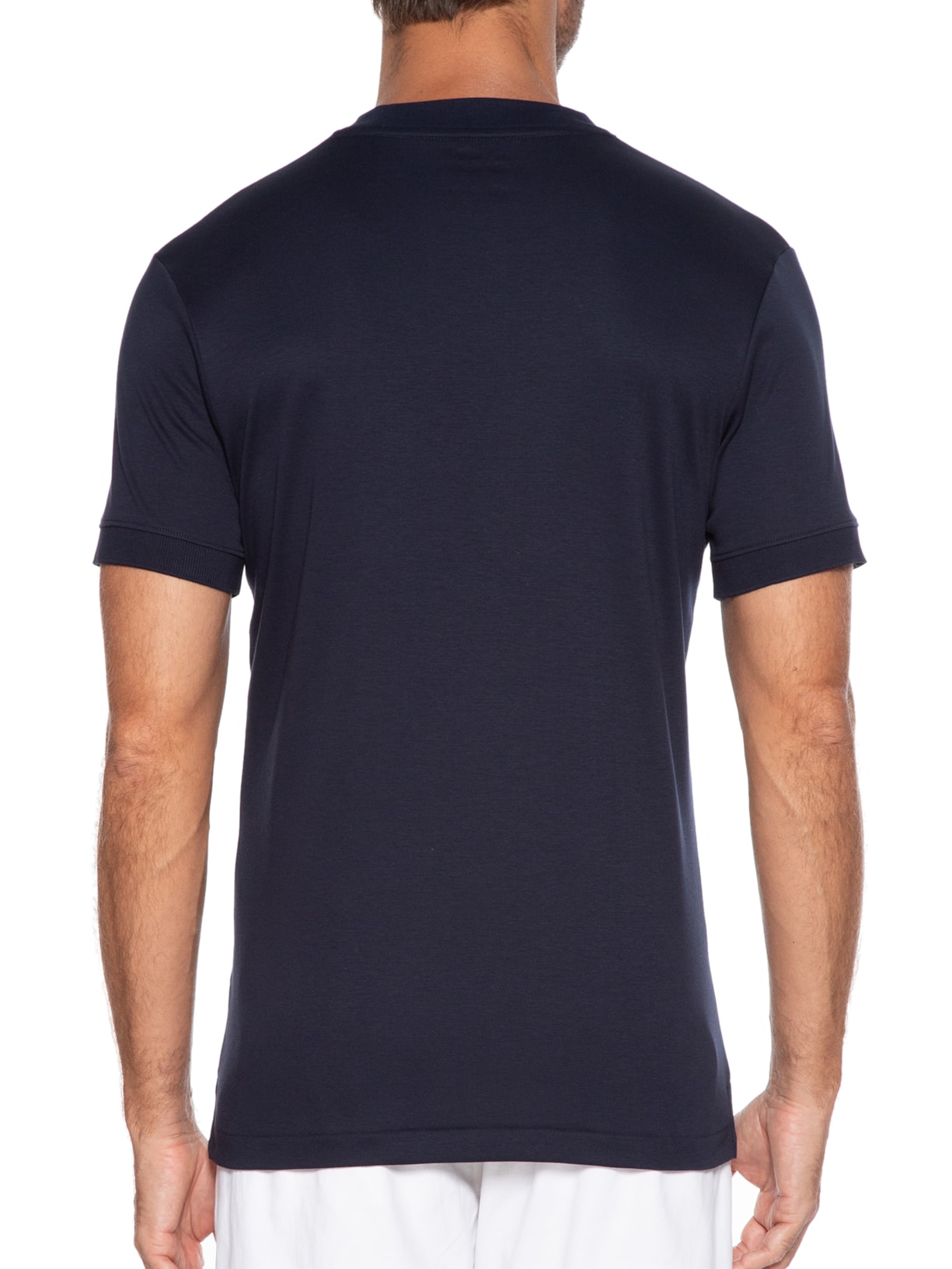 Camiseta Masculina Interlock Gola Média em Algodão Pima- Azul Ricardo Almeida