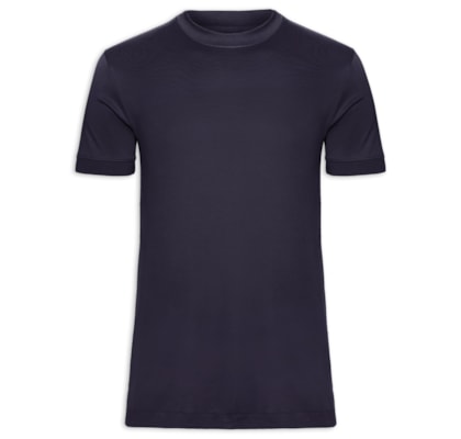 Camiseta Masculina Interlock Gola Média em Algodão Pima- Azul
