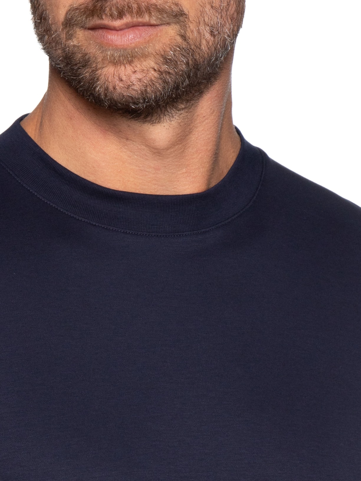 Camiseta Masculina Interlock Gola Média Em Algodão Pima Azul Ricardo Almeida