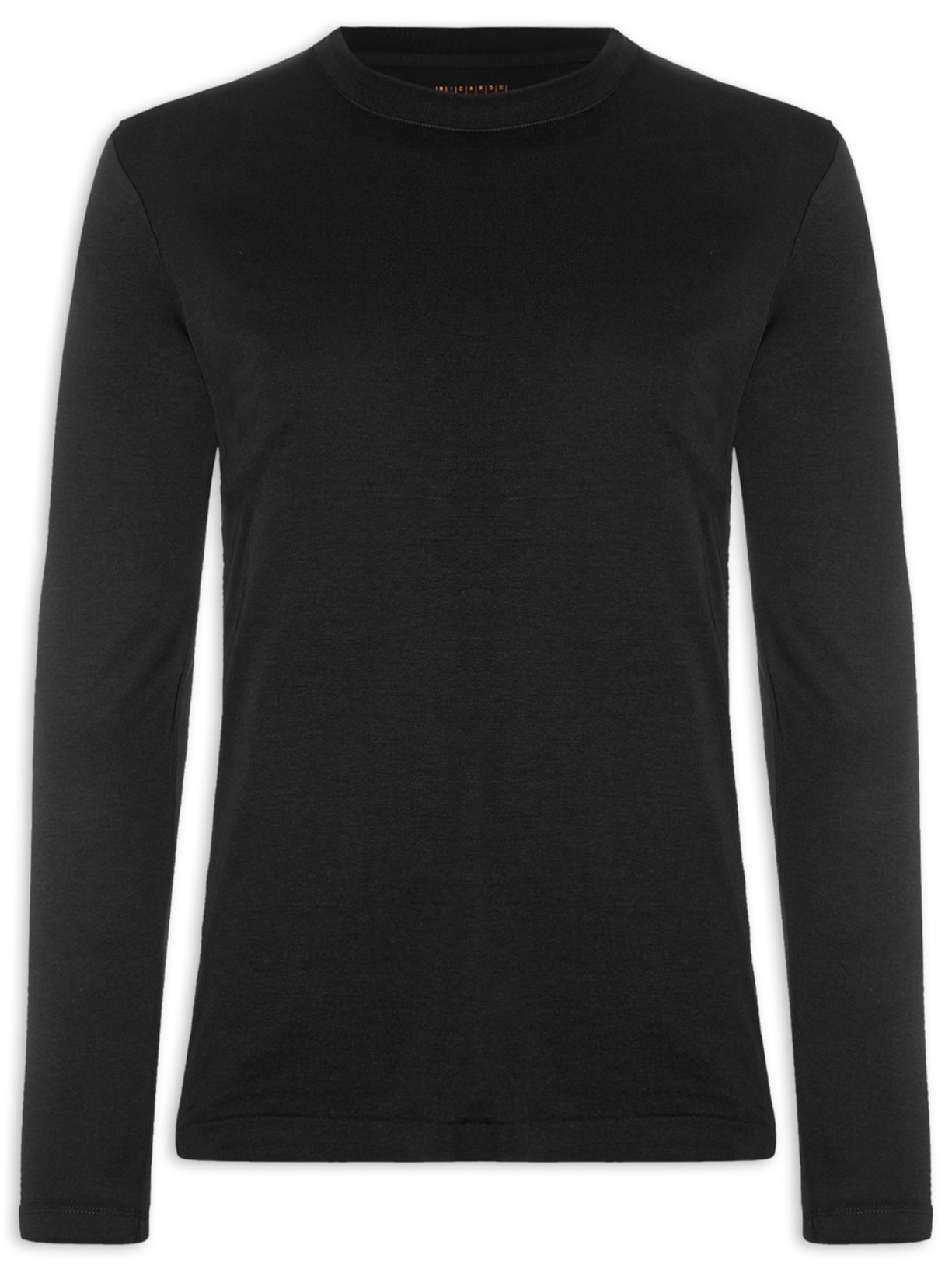 Camiseta Masculina Interlock Manga Longa Gola Média Preto Ricardo Almeida