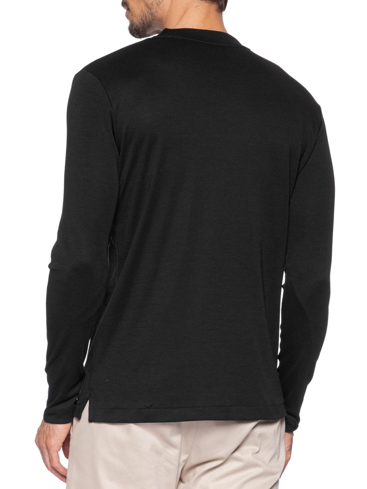 Camiseta Masculina Interlock Manga Longa Gola Média Preto Ricardo Almeida