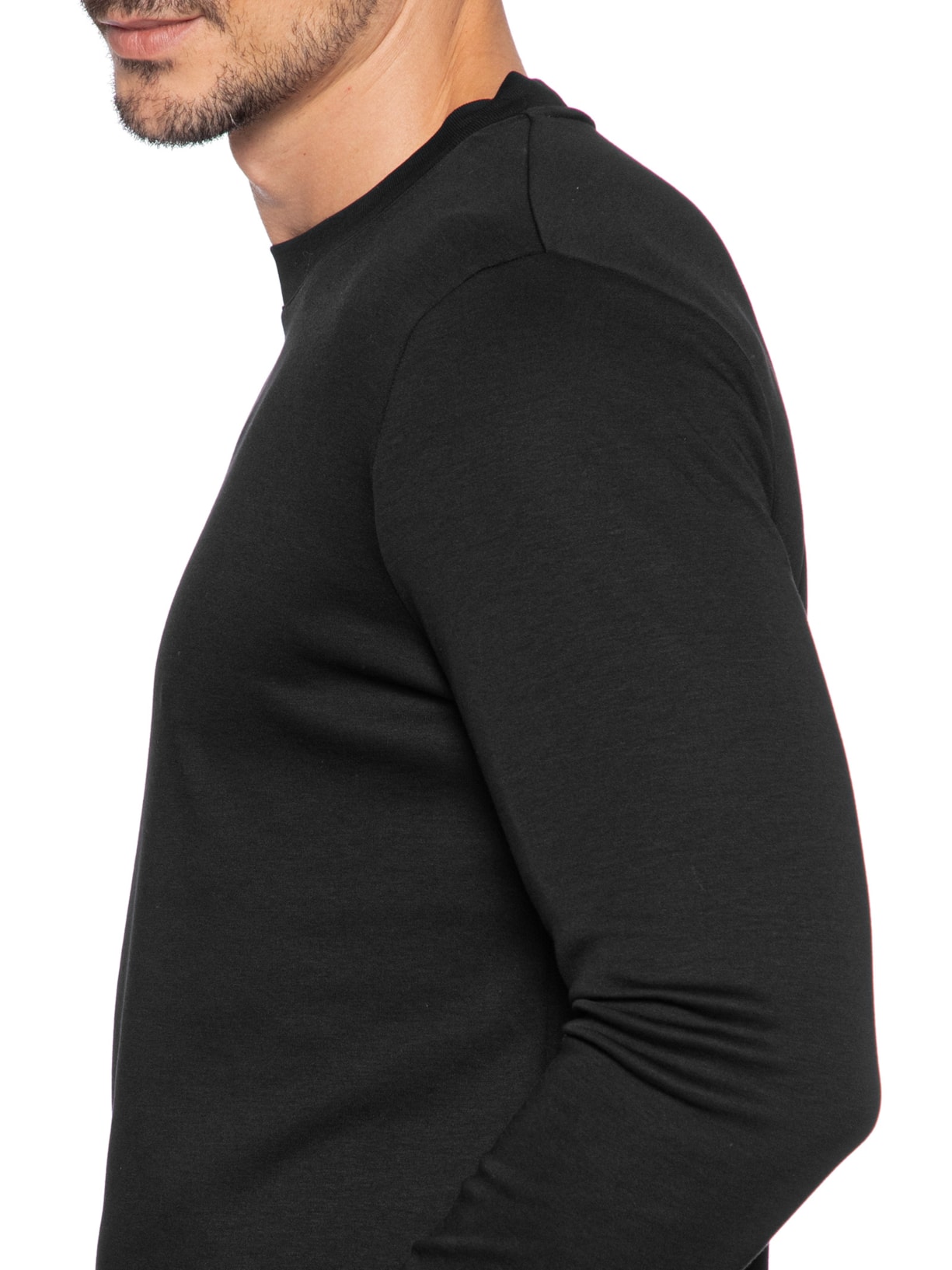 Camiseta Masculina Interlock Manga Longa Gola Média Preto Ricardo Almeida