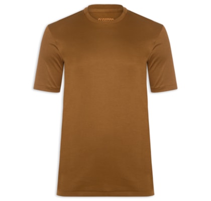Camiseta Masculina Interlock Sobreposição  De Gola Em Algodão Pima - Bege