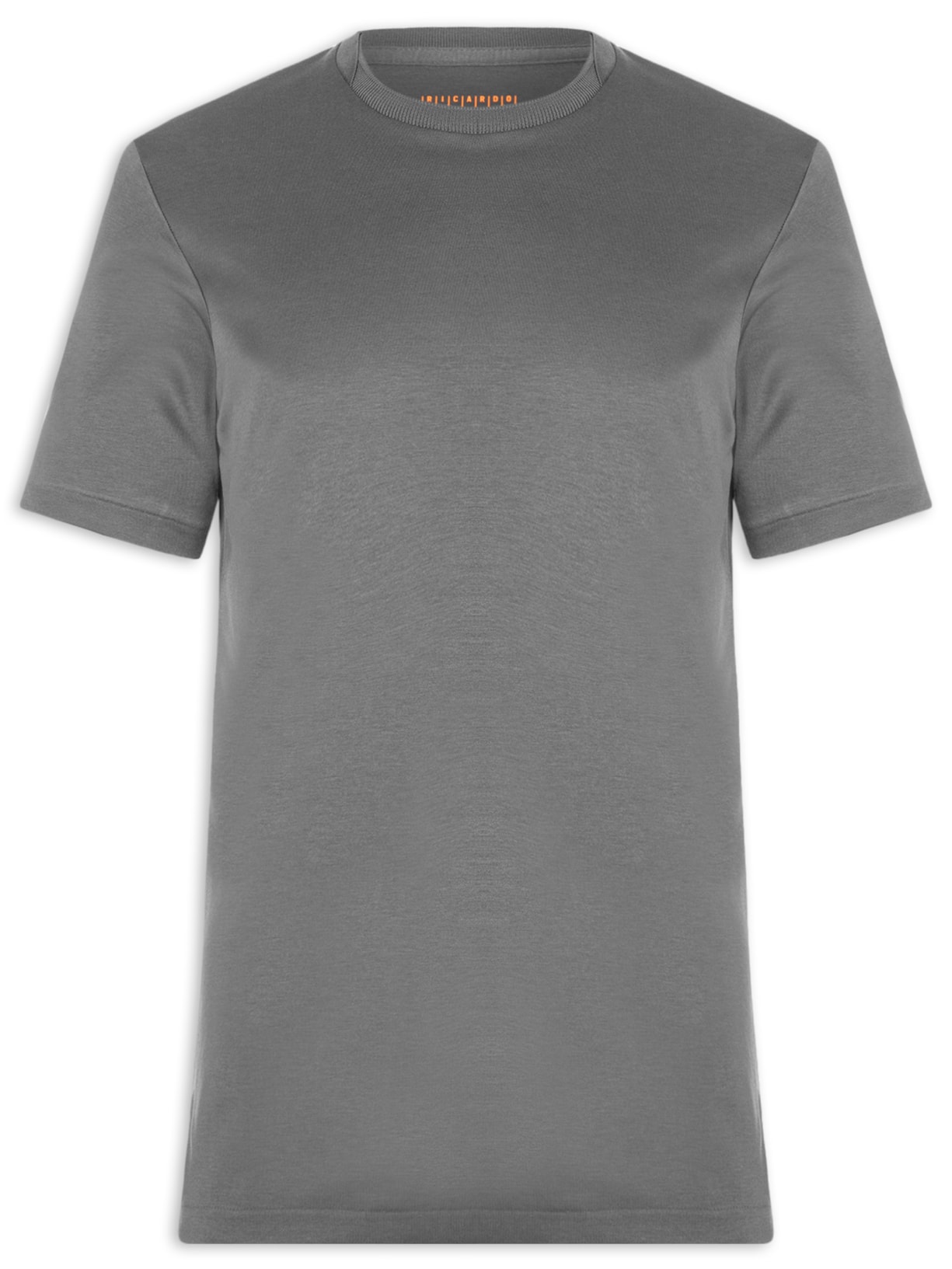 Camiseta Masculina Interlock Sobreposição de Gola Em Algodão Pima Cinza Ricardo Almeida