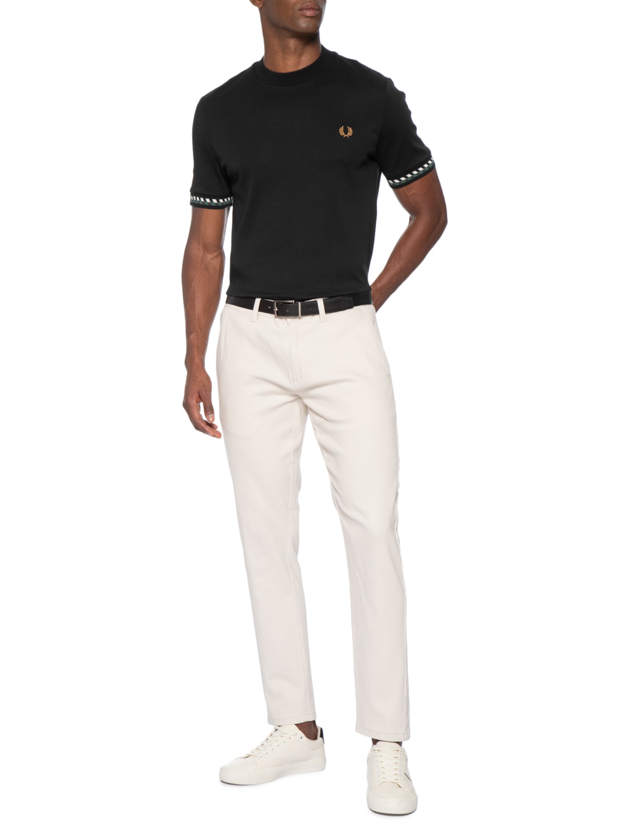 Camiseta Masculina Jacquard Cuff Preto Fred Perry
