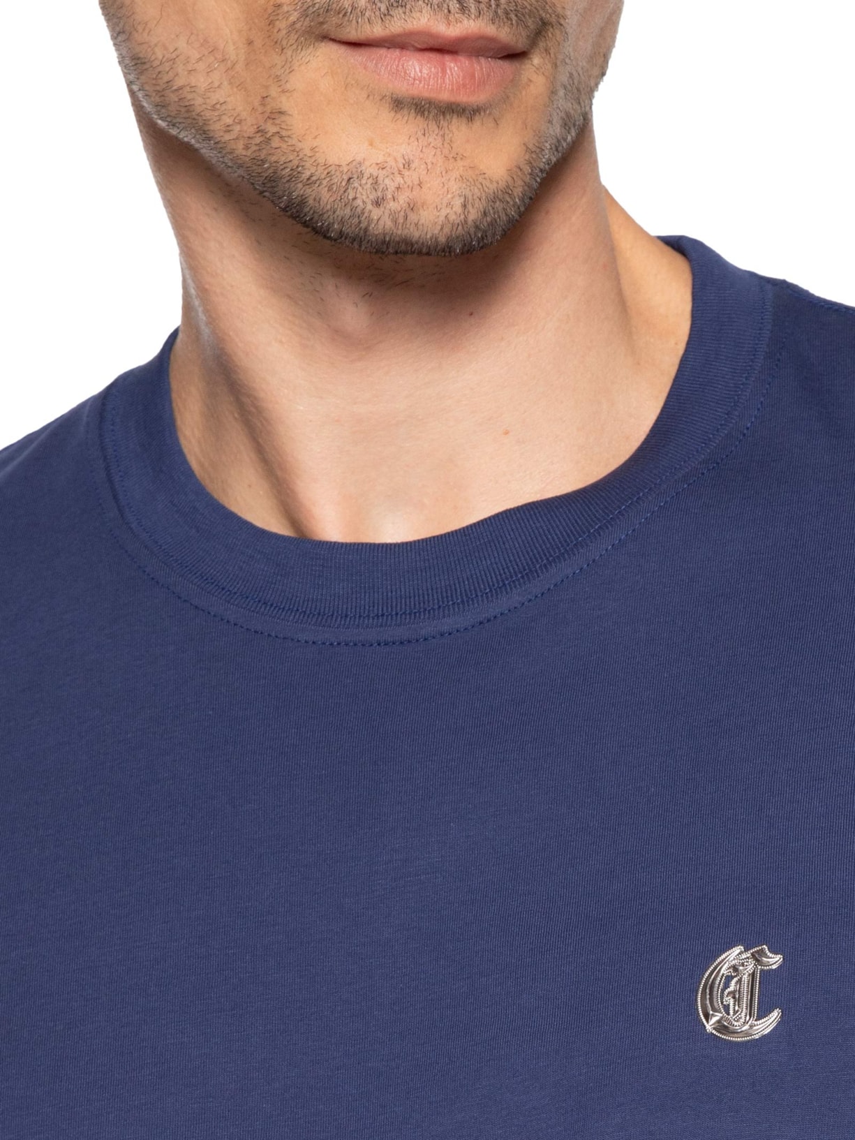 Camiseta Masculina JC Short Sleeve Patch Azul Just Cavalli