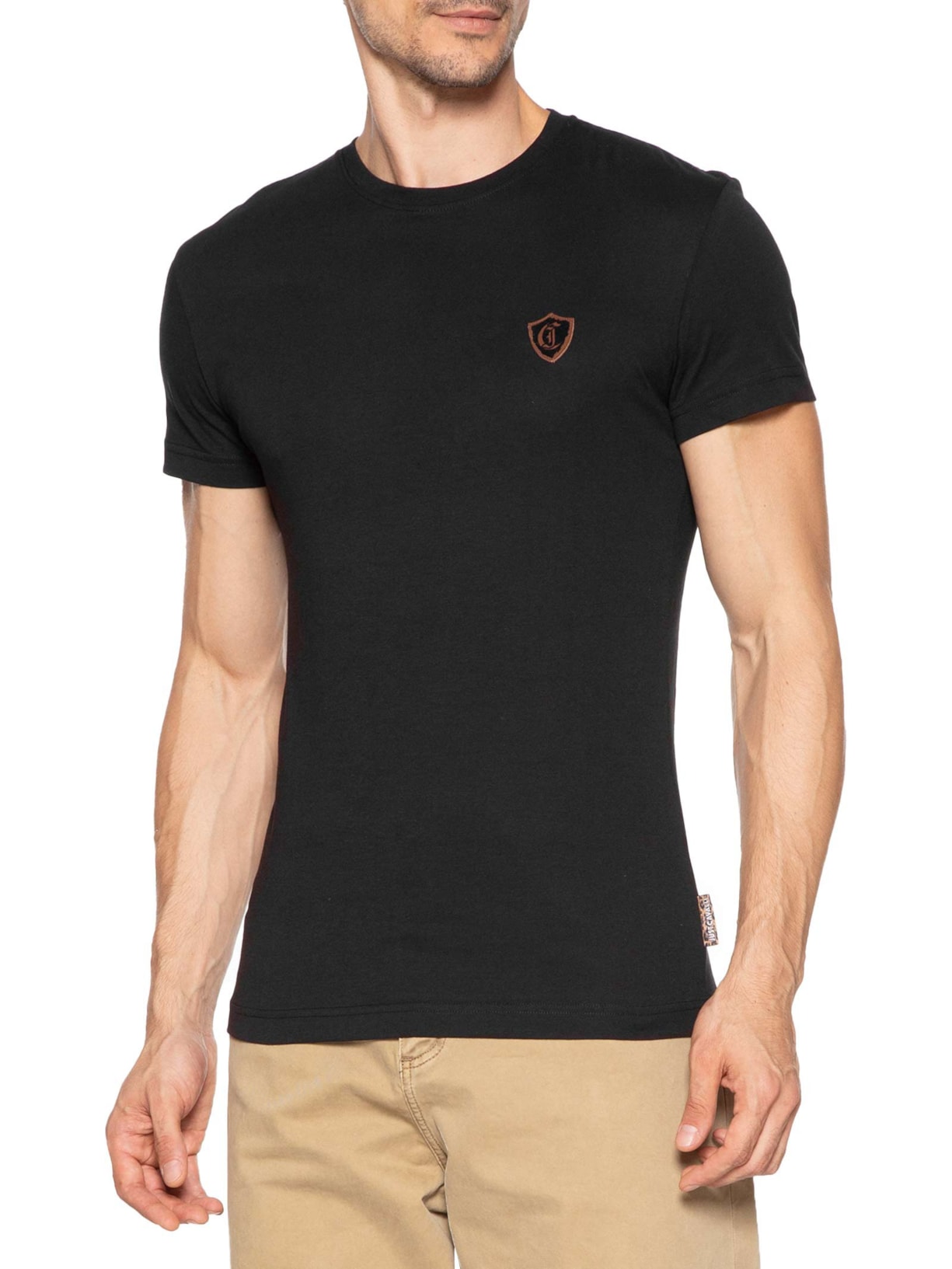 Camiseta Masculina JC Short Sleeve Patch Shield Preto Just Cavalli