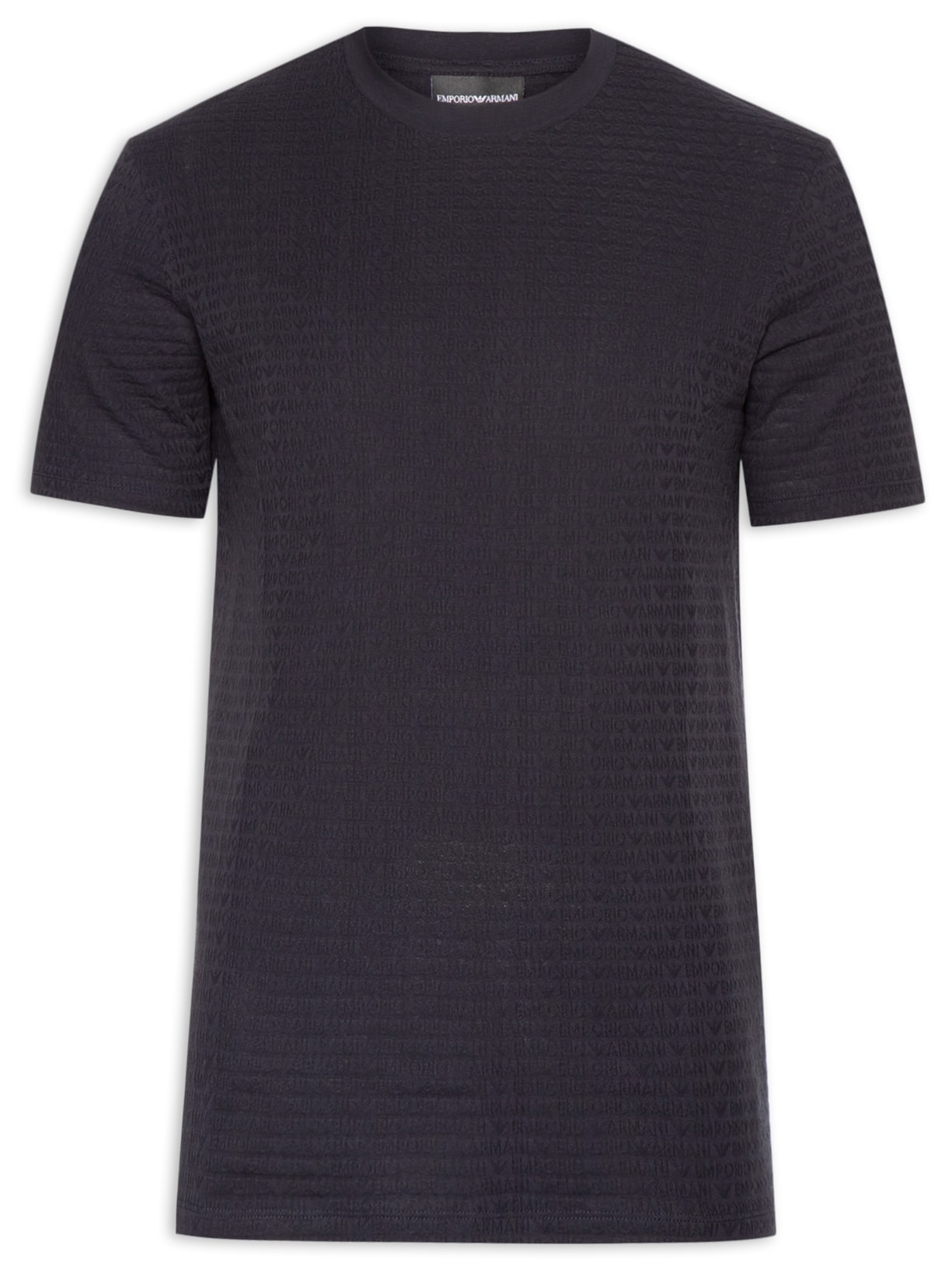 Camiseta Masculina Jersey All-Over Jacquard Lettering Azul Emporio Armani