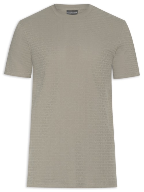 Camiseta Masculina Jersey All-Over Jacquard Lettering - Cinza