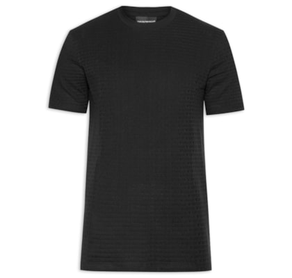 Camiseta Masculina Jersey All-Over Jacquard Lettering - Preto