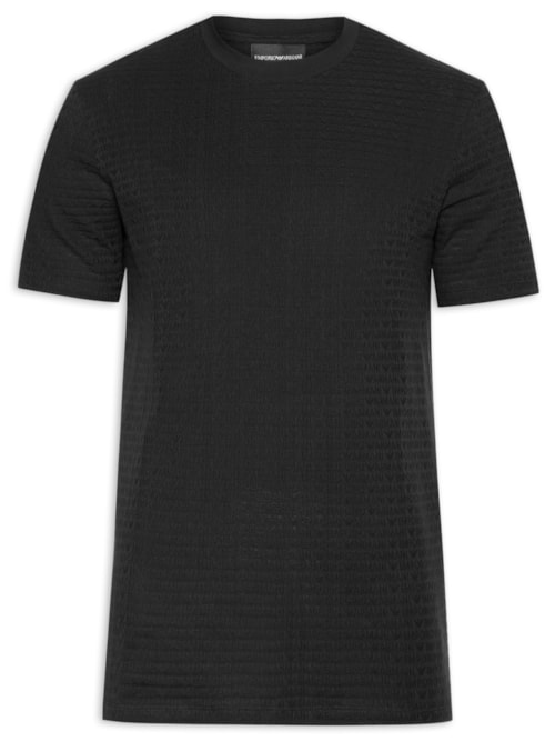 Camiseta Masculina Jersey All-Over Jacquard Lettering - Preto