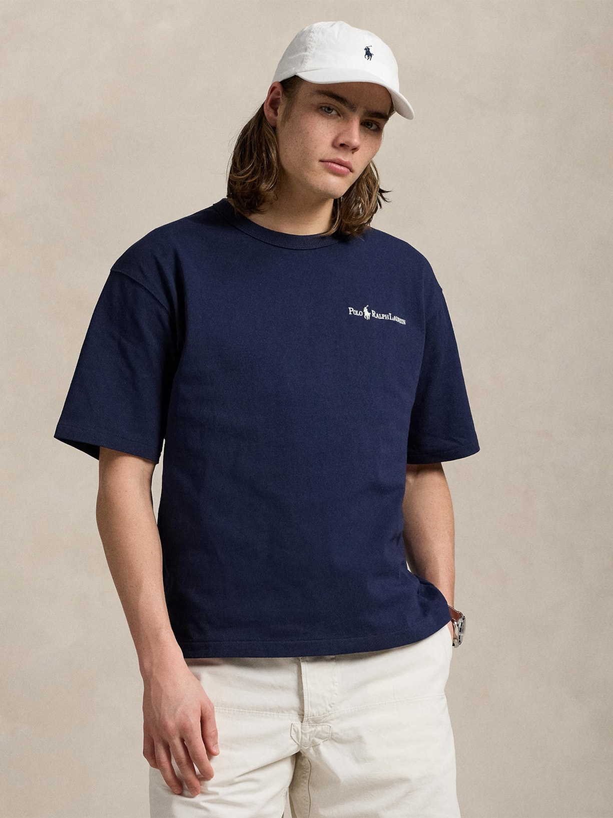 Camiseta Masculina Jersey Relaxed-Fit Chest Logo Azul Polo Ralph Lauren