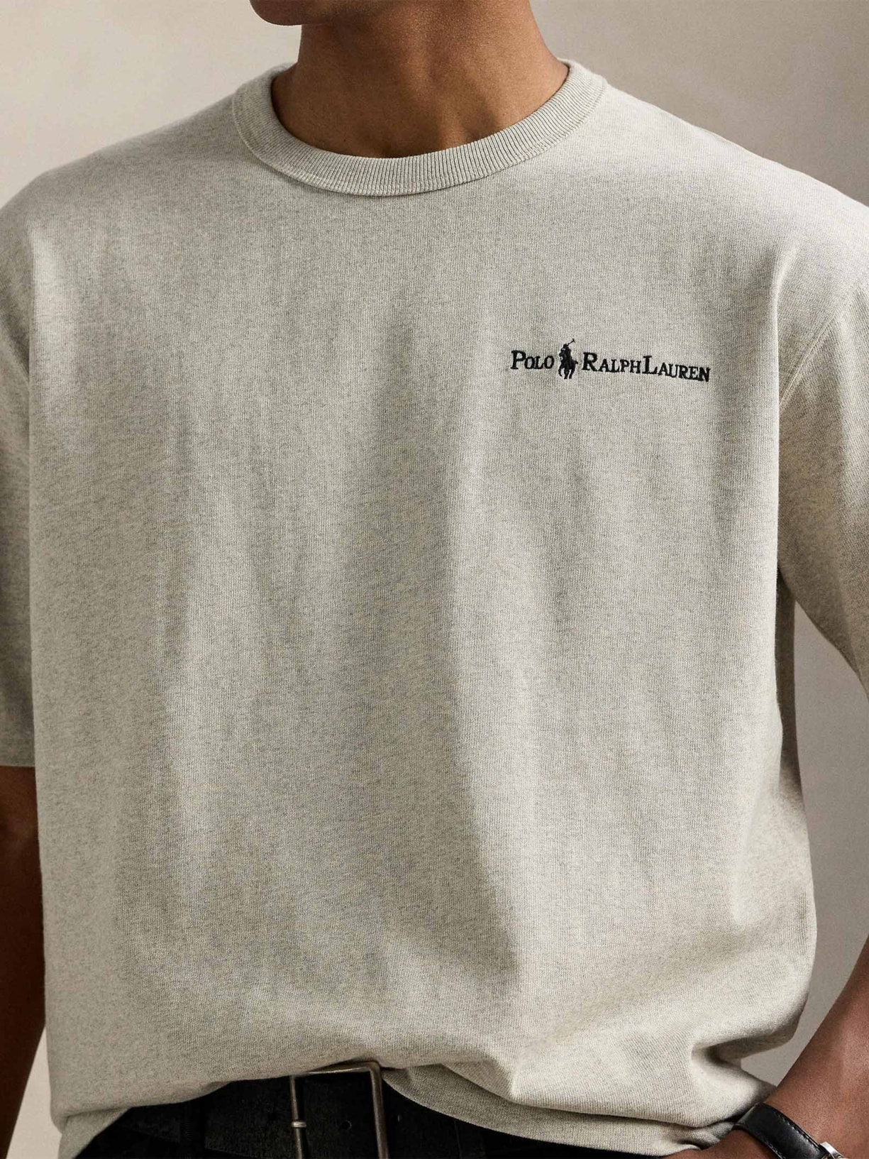 Camiseta Masculina Jersey Relaxed-Fit Chest Logo Cinza Polo Ralph Lauren