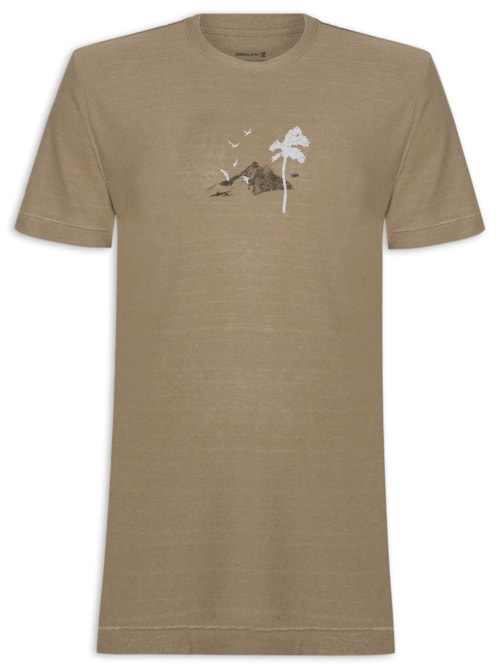 Camiseta Masculina Juta Painting Rio Manga Curta - Marrom