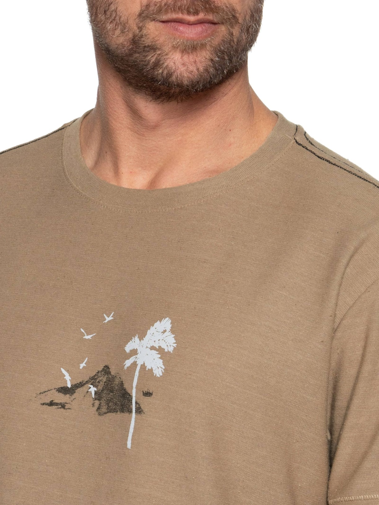 Camiseta Masculina Juta Painting Rio Manga Curta Marrom Osklen