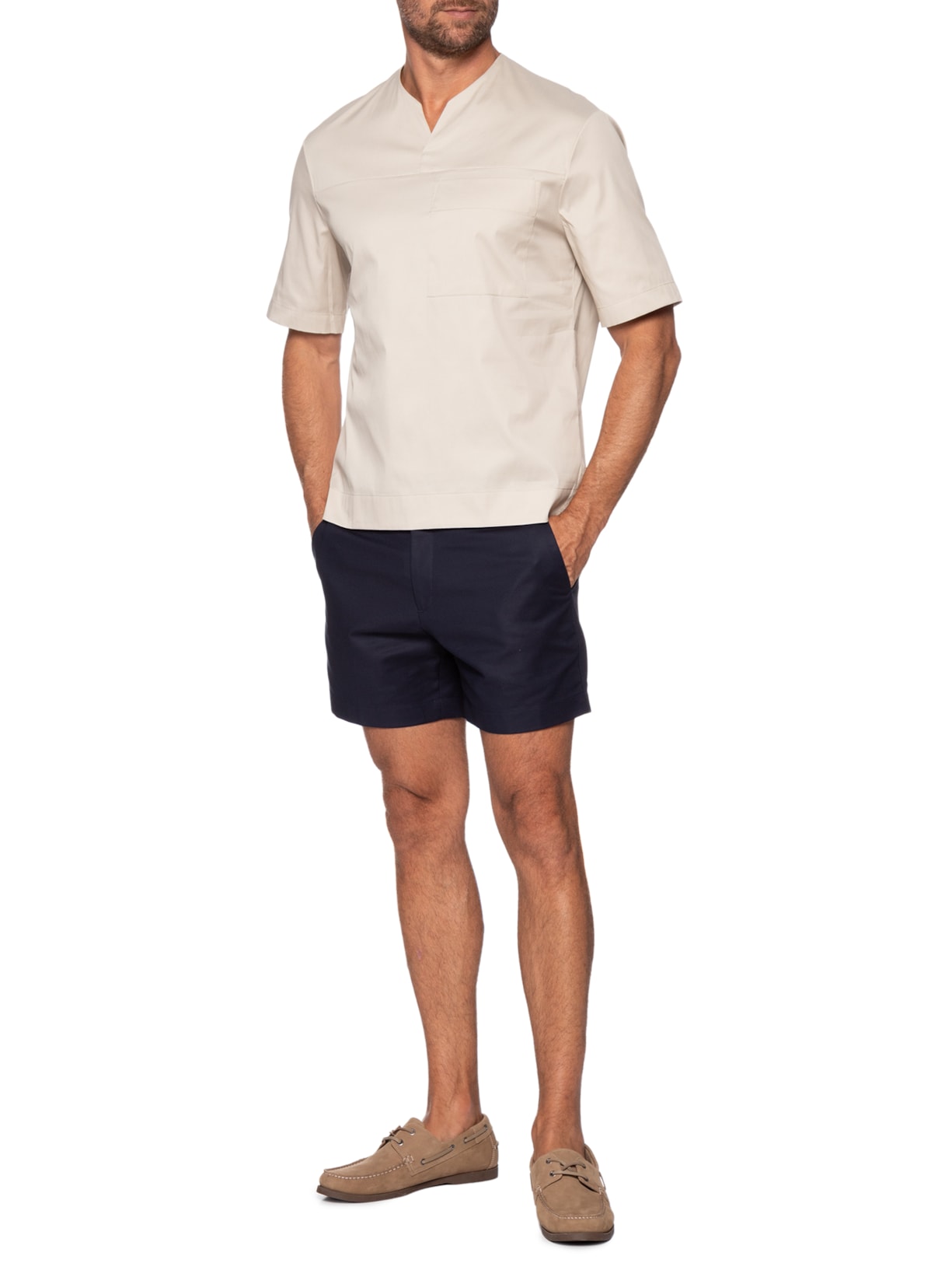 Camiseta Masculina Larstr Pala Bolso Tricoline Bege Ricardo Almeida