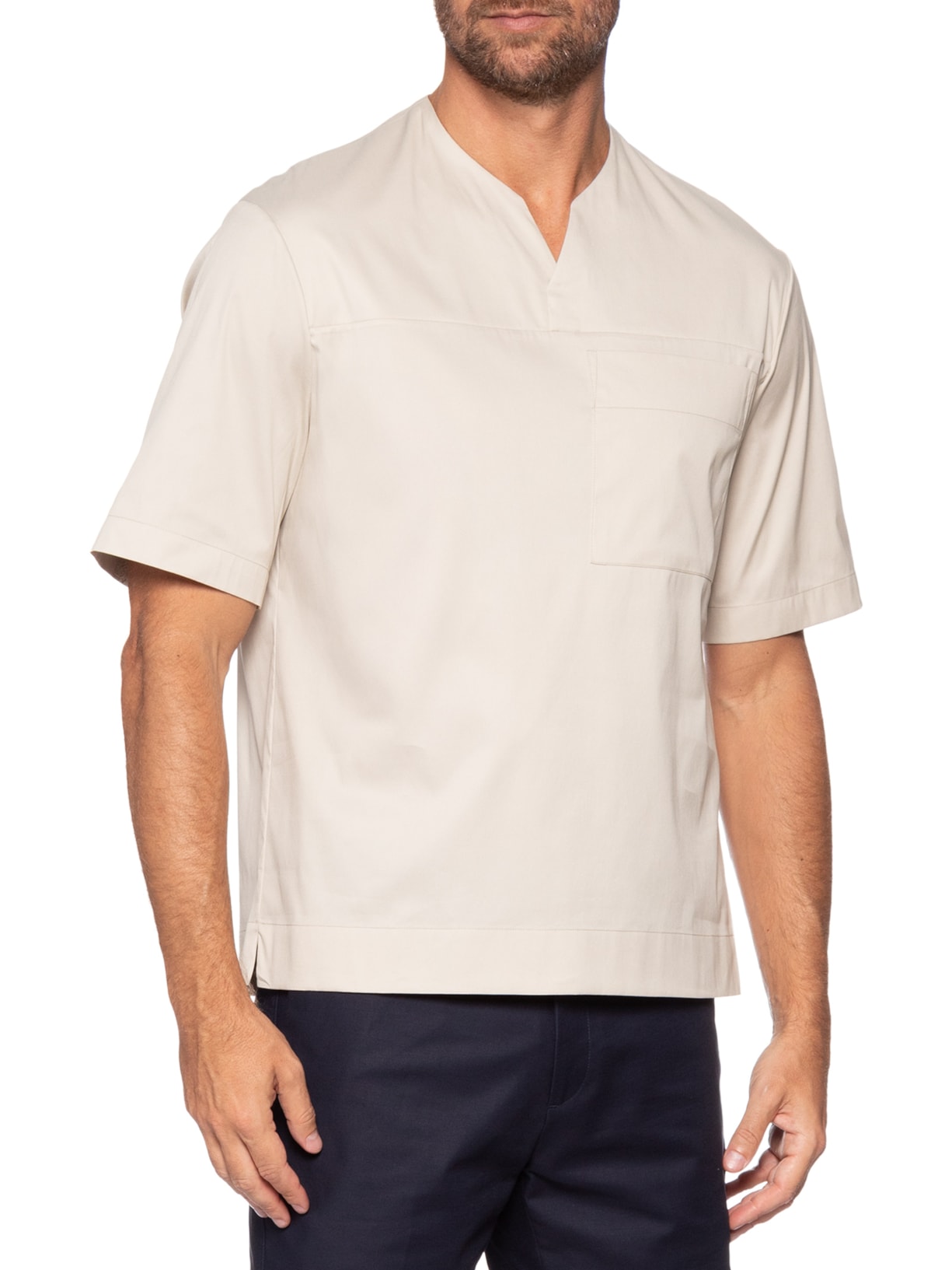 Camiseta Masculina Larstr Pala Bolso Tricoline Bege Ricardo Almeida