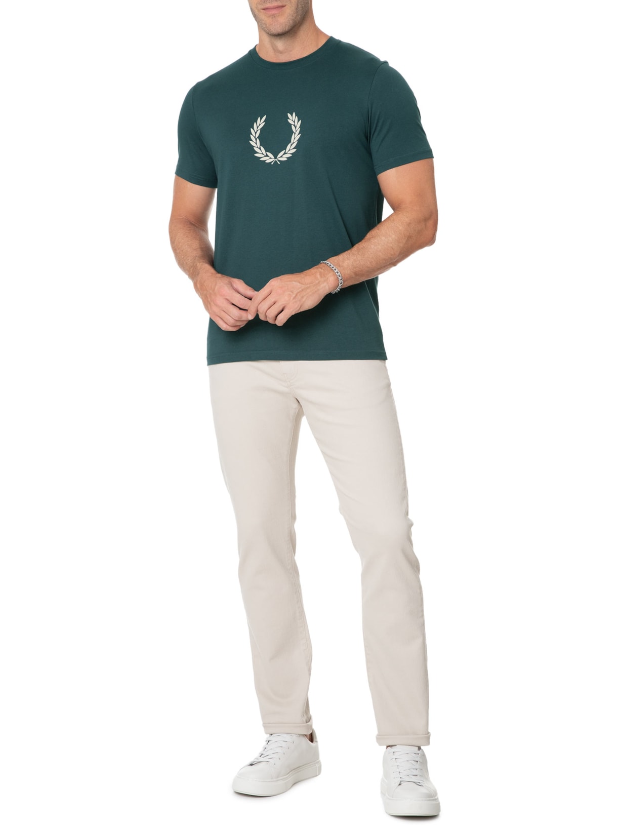 Camiseta Masculina Laurel Wreath Graphic Azul Fred Perry