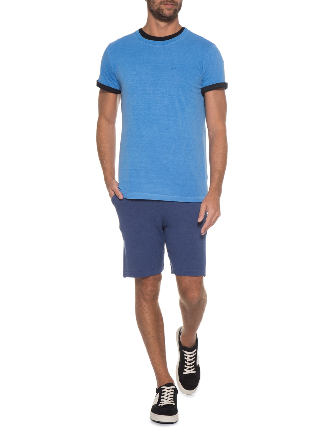 Camiseta Masculina Leaf Azul Purple Yellow