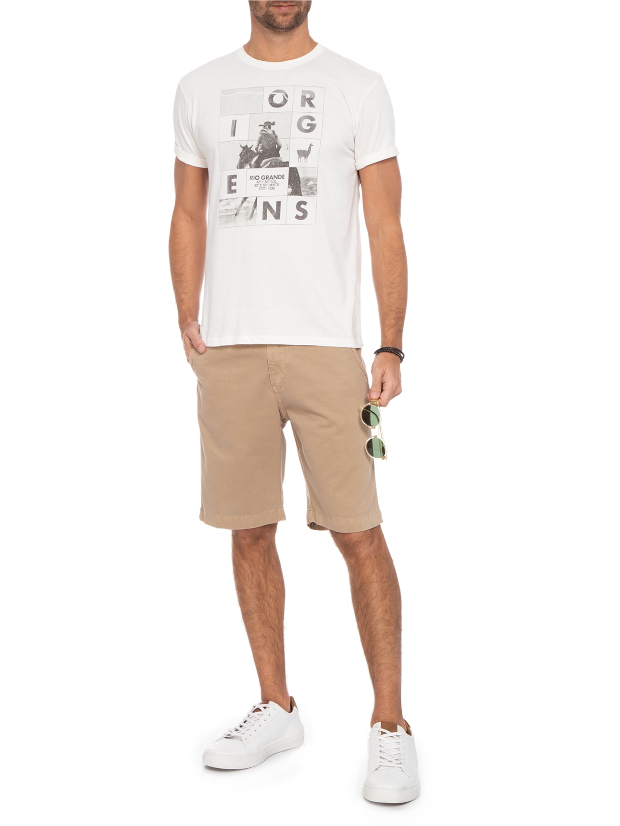 Camiseta Masculina Lhama Rio Grande Off White Zapalla