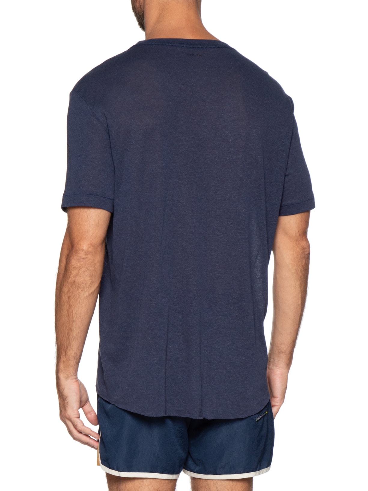Camiseta Masculina Light Brasão Linen Azul Osklen
