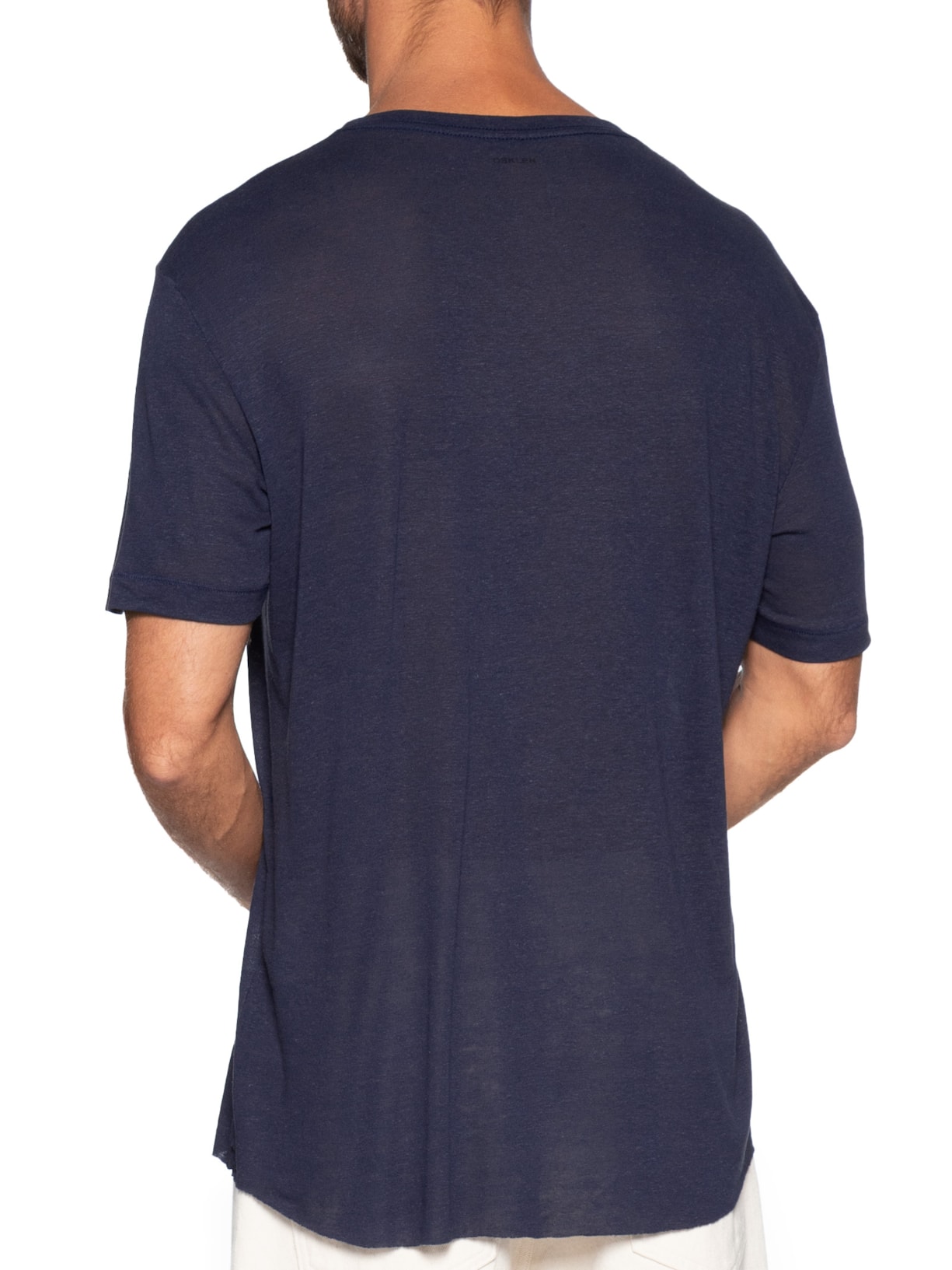 Camiseta Masculina Light Brasão Linen Azul Osklen
