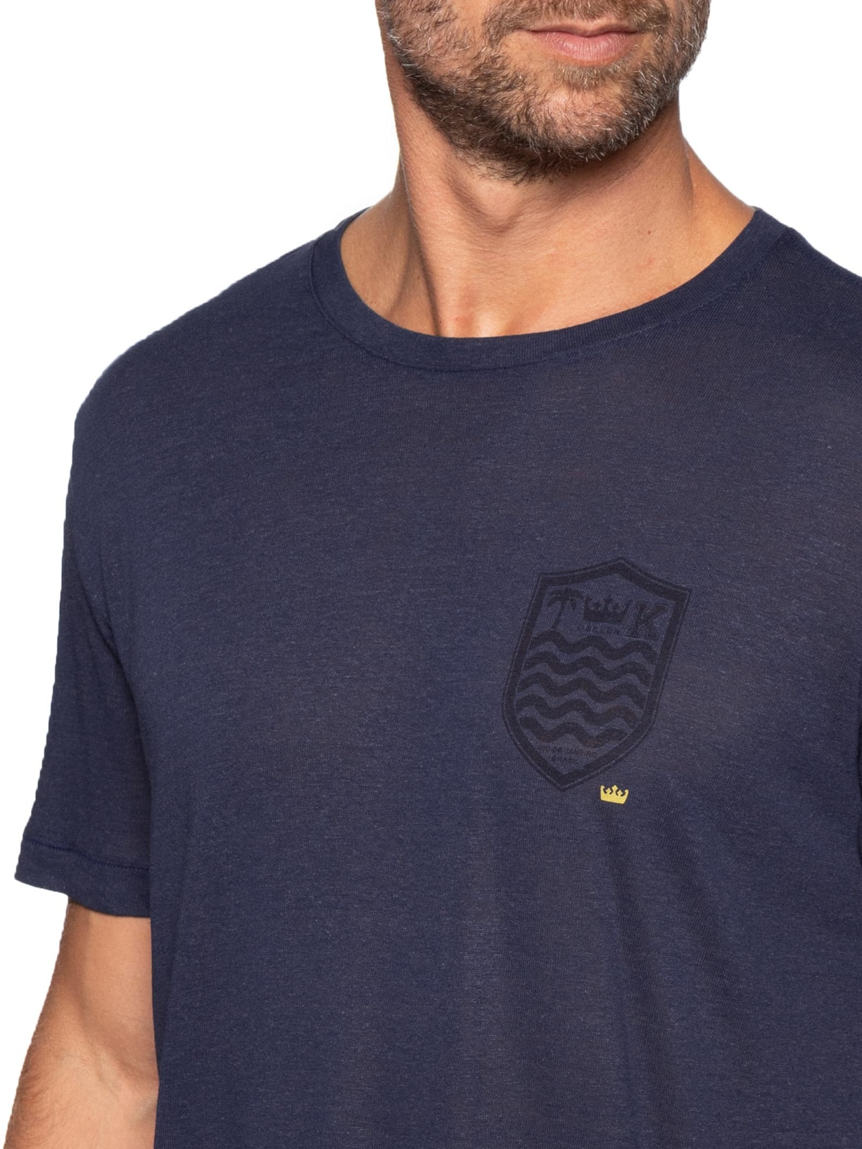 Camiseta Masculina Light Brasão Linen Azul Osklen