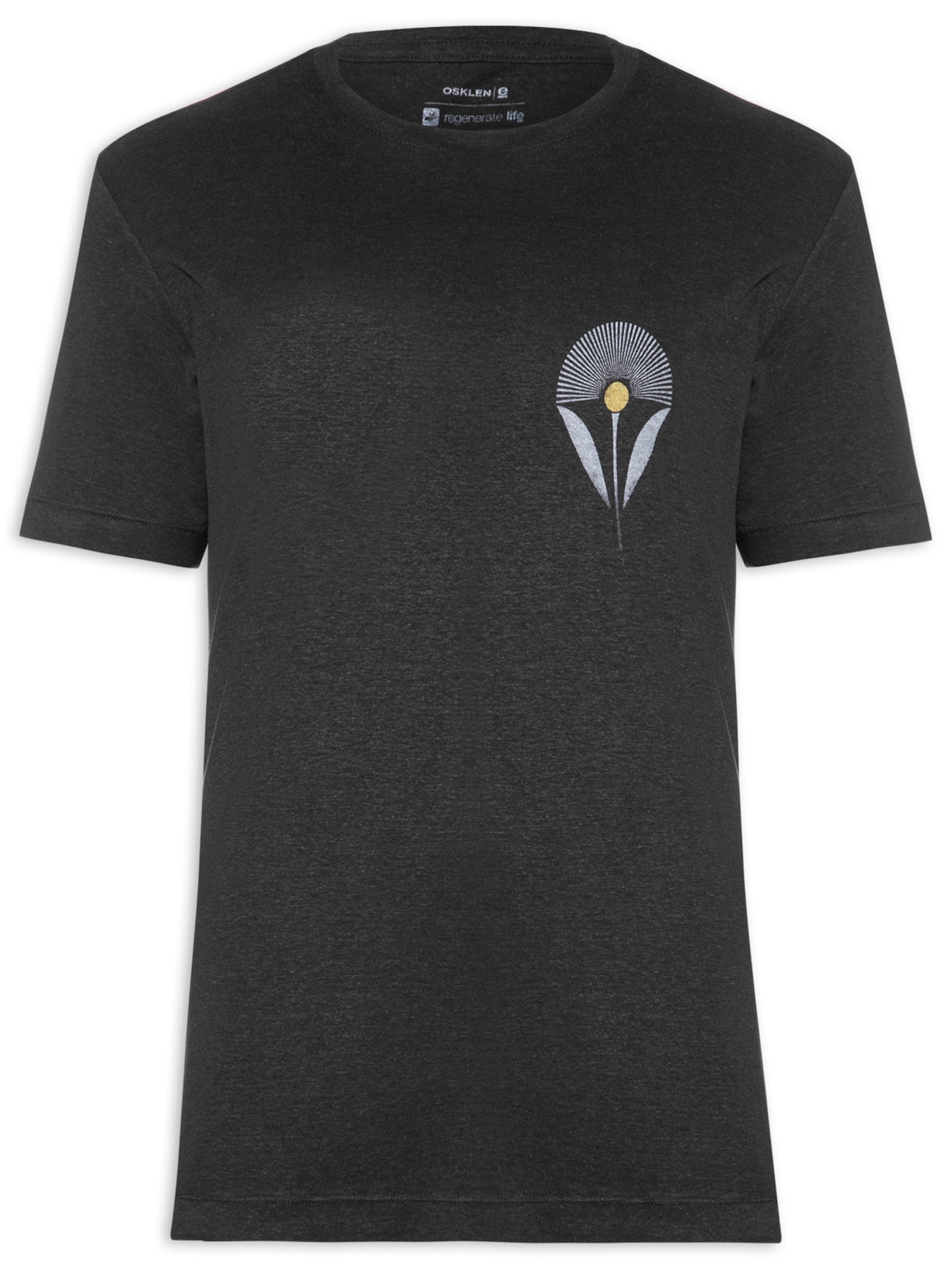 Camiseta Masculina Light Linen Flower Sun Manga Curta - Preto