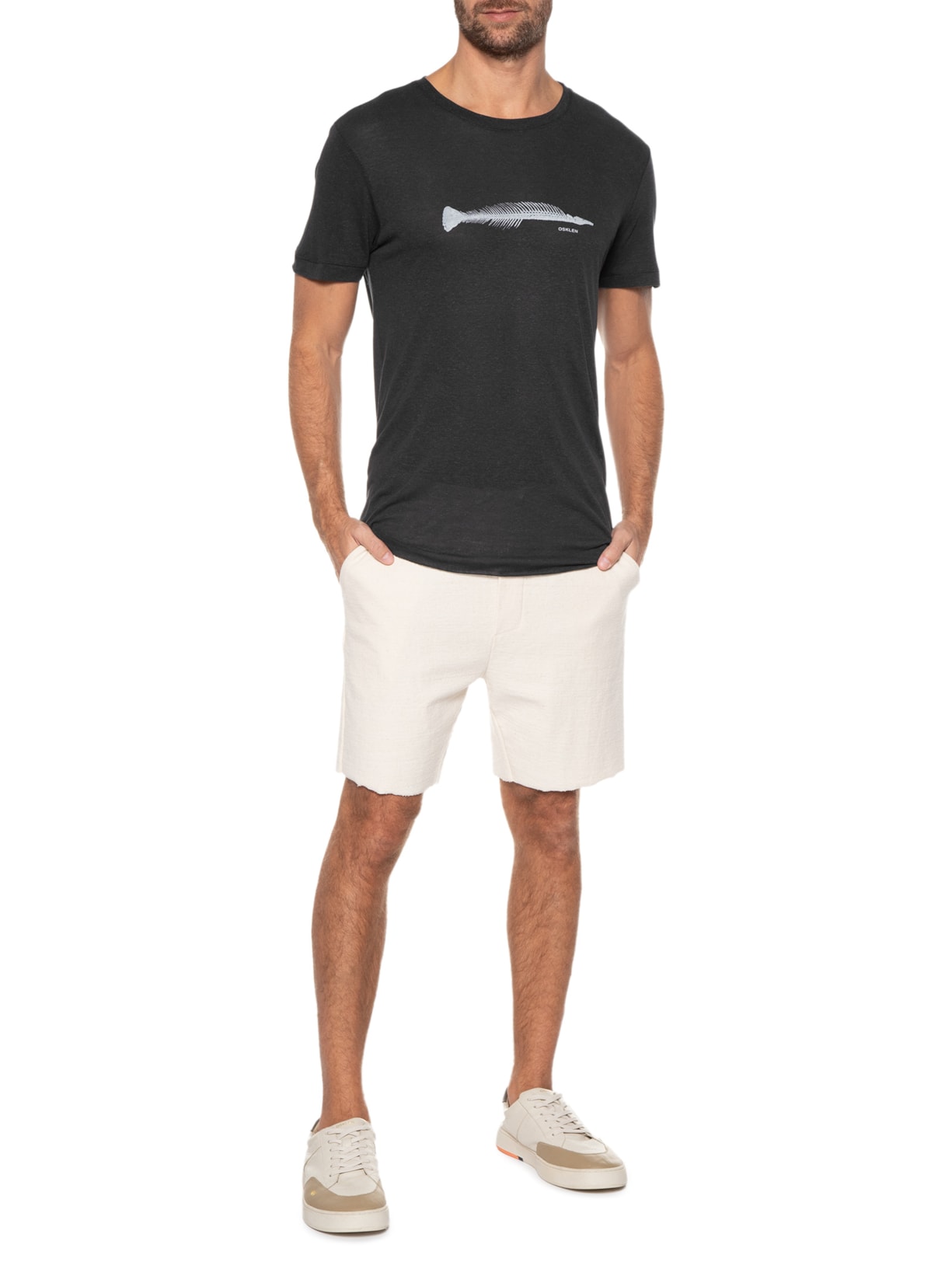 Camiseta Masculina Light Linen Pirarucu Preto Osklen