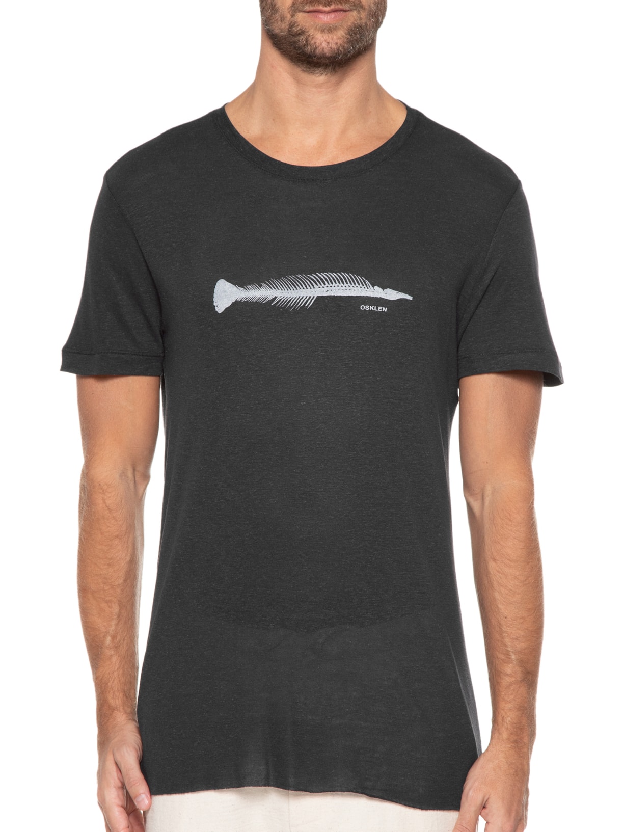 Camiseta Masculina Light Linen Pirarucu Preto Osklen