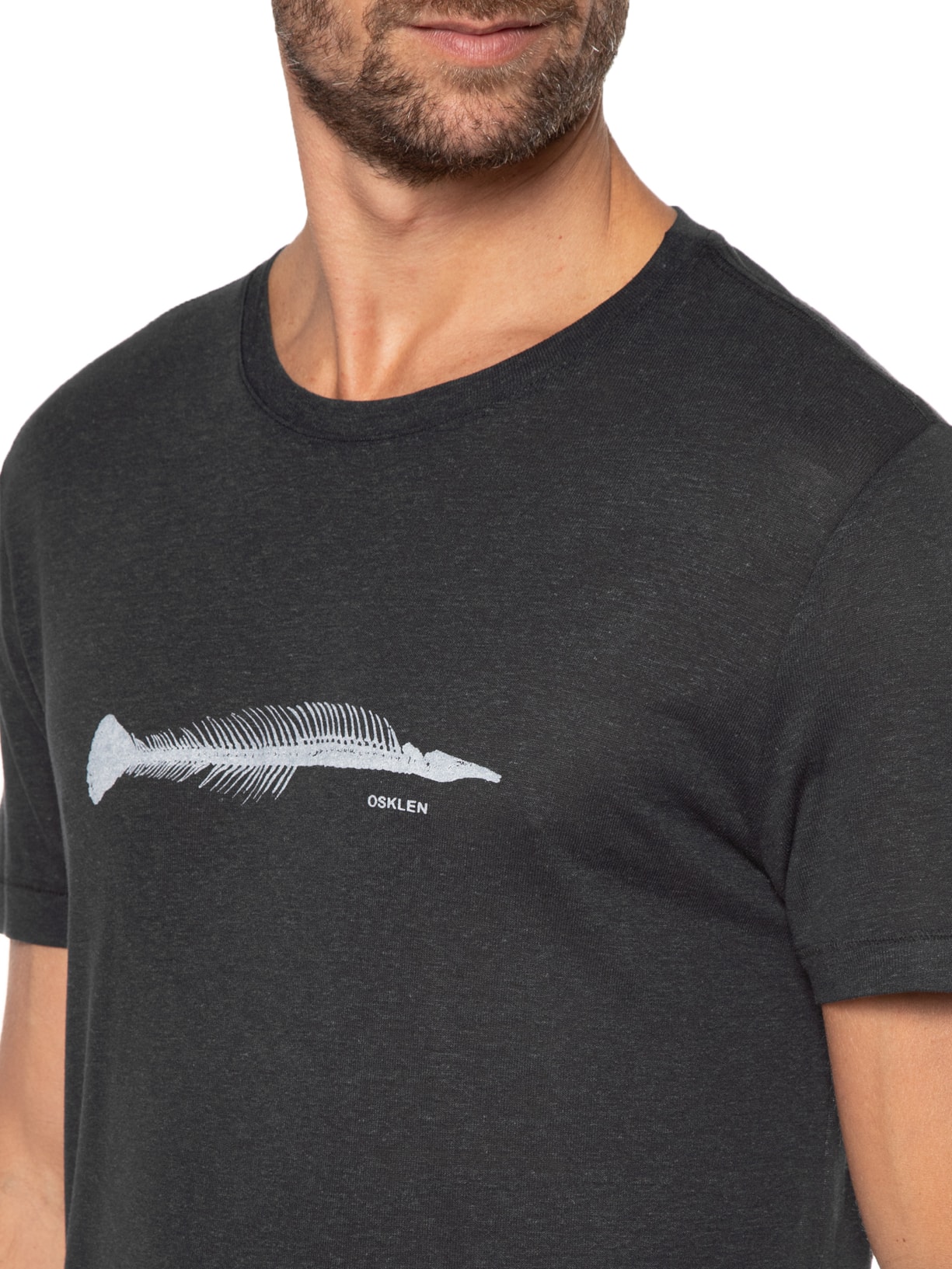 Camiseta Masculina Light Linen Pirarucu Preto Osklen