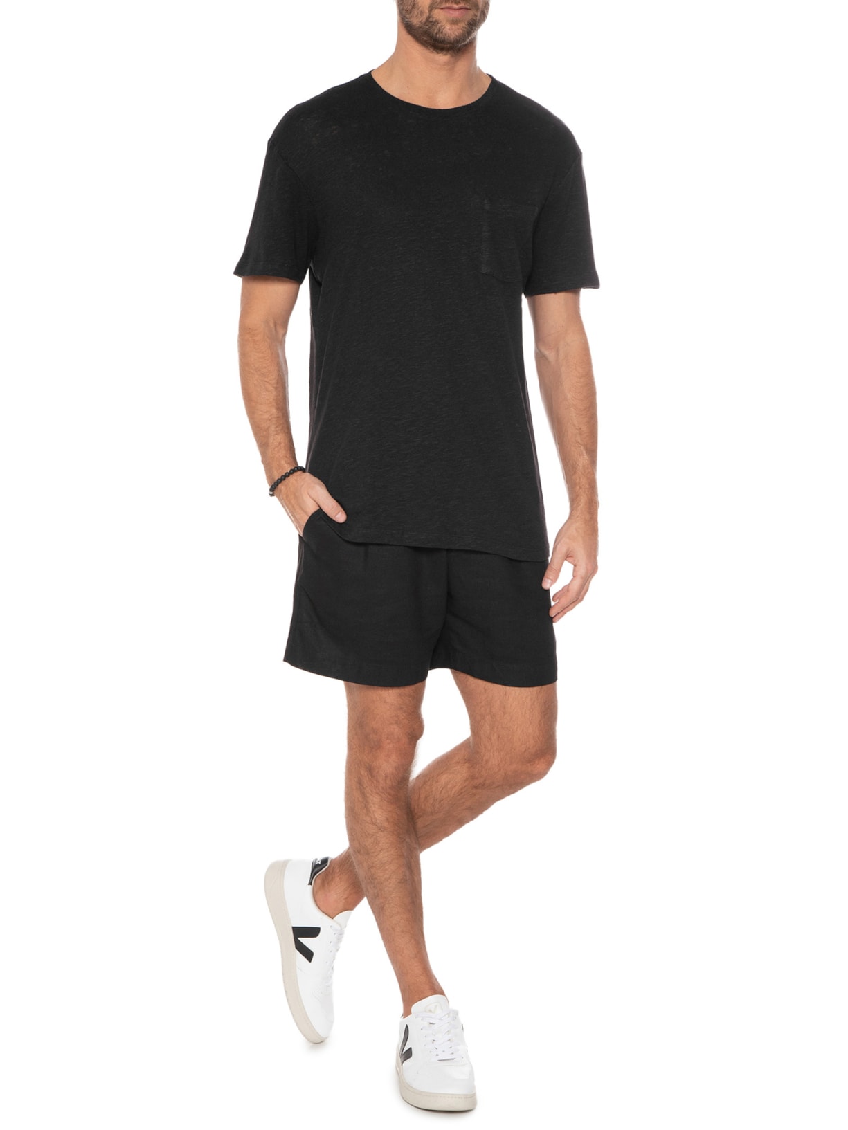Camiseta Masculina Light Linen Preto Foxton
