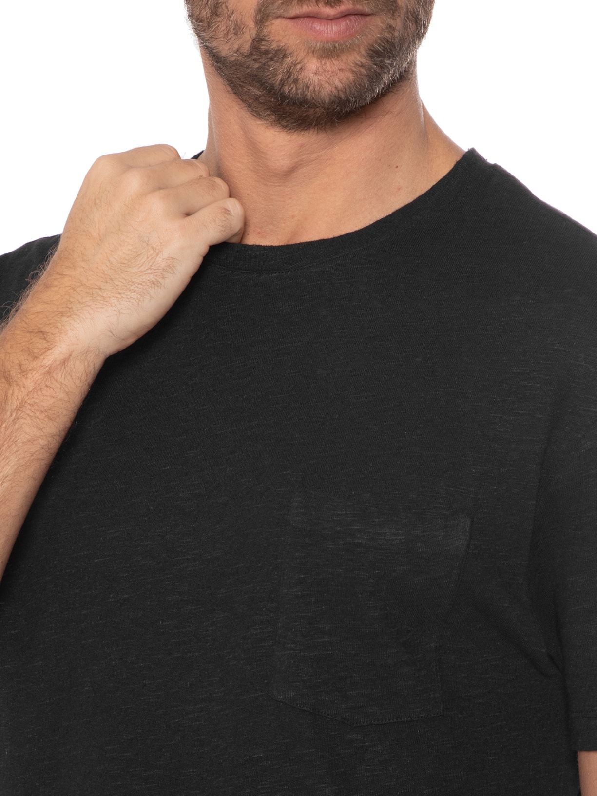 Camiseta Masculina Light Linen Preto Foxton