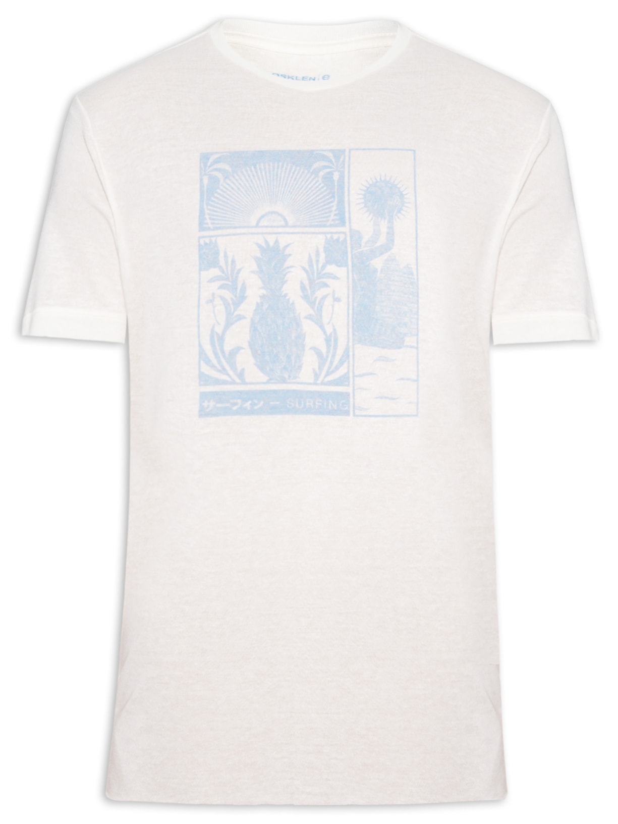 Camiseta Masculina Light Linen Stamp Manga Curta - Branco