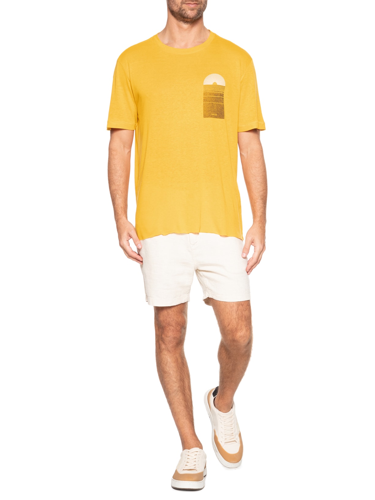 Camiseta Masculina Light Linen Sunflorwer Manga Curta Amarelo Osklen