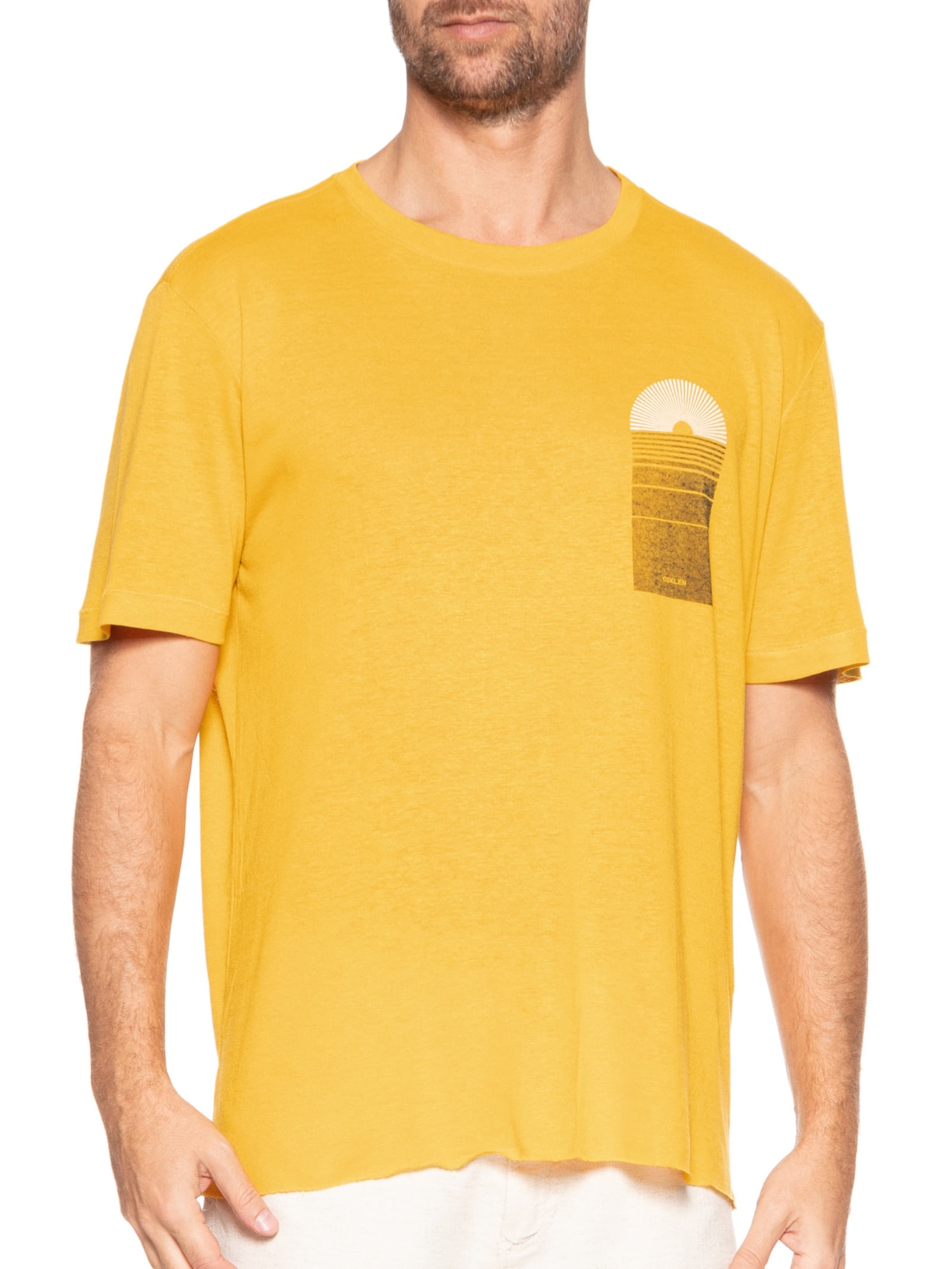Camiseta Masculina Light Linen Sunflorwer Manga Curta Amarelo Osklen