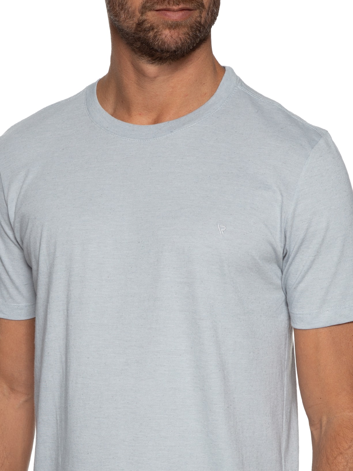 Camiseta Masculina Linen Manga Curta Básica Azul Vr