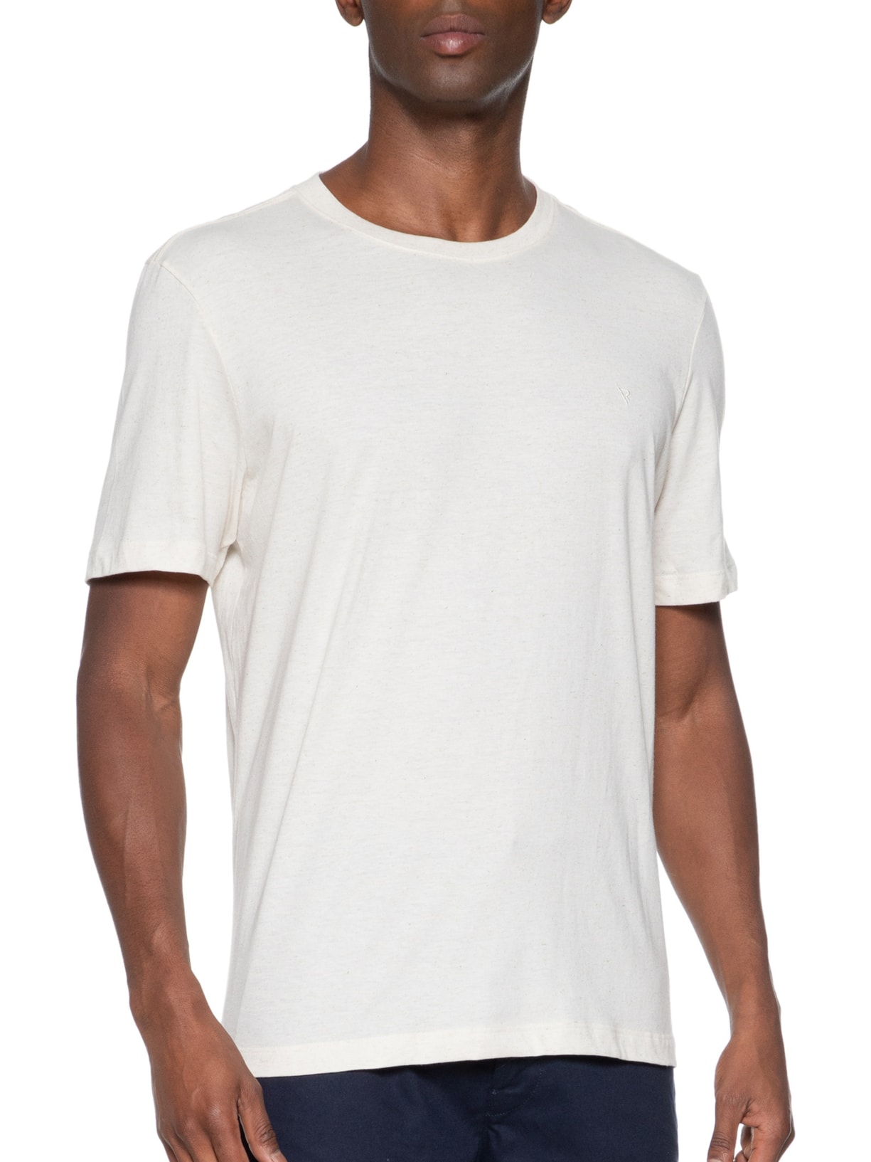 Camiseta Masculina Linen Manga Curta Básica Bege Vr