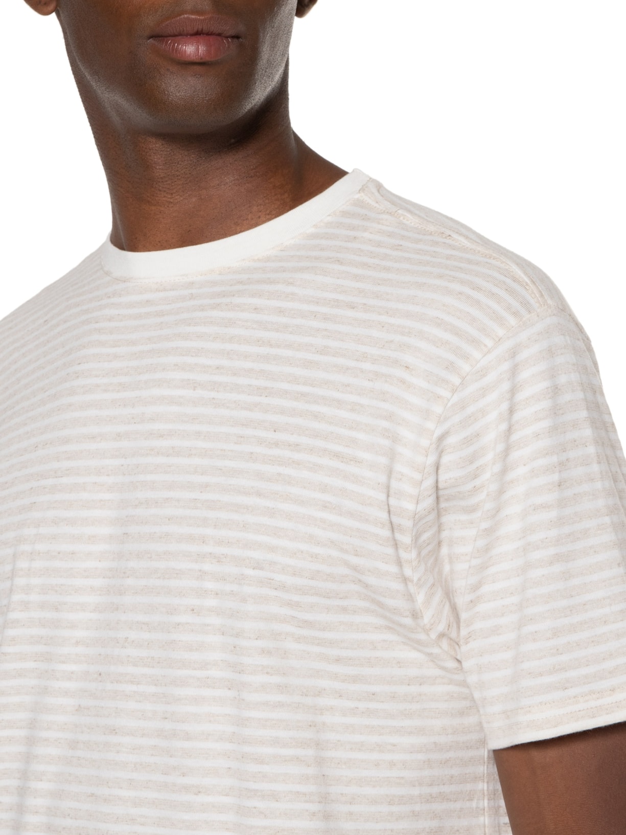 Camiseta Masculina Linen Stripes Bege Foxton