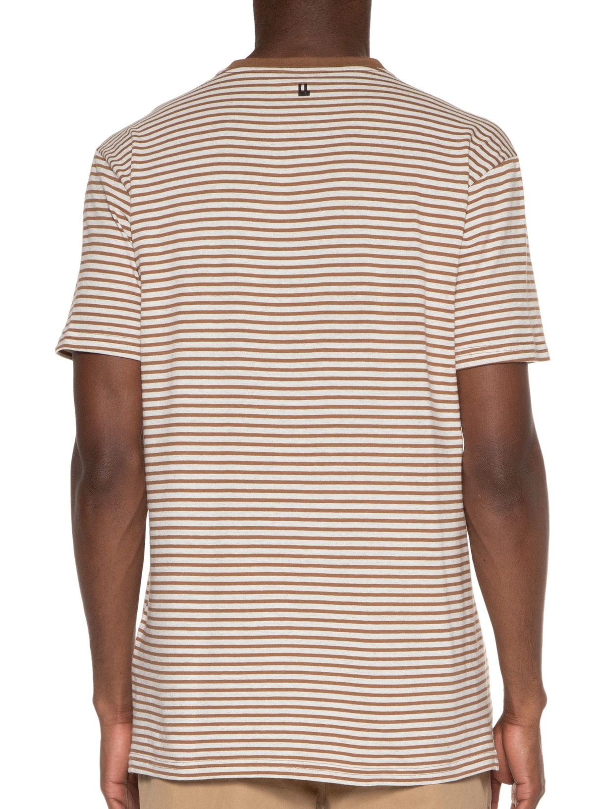 Camiseta Masculina Linen Stripes Marrom Foxton