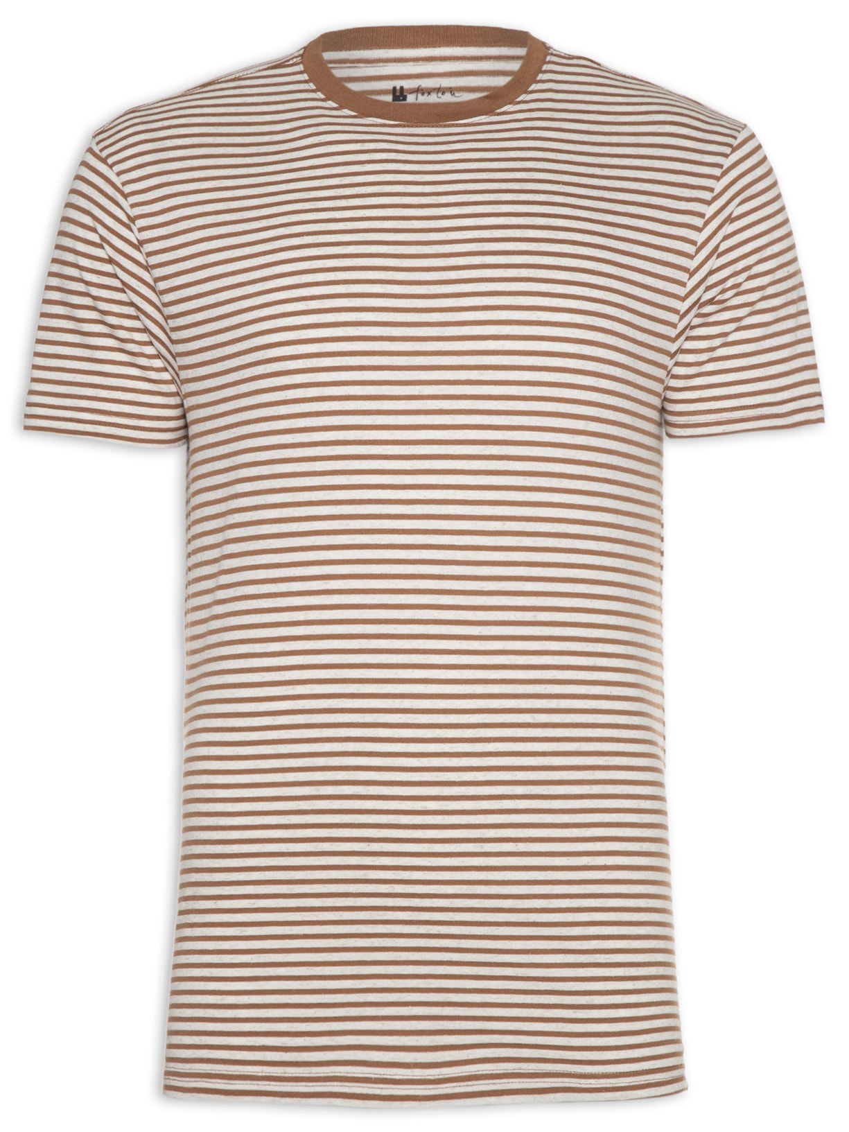 Camiseta Masculina Linen Stripes Marrom Foxton
